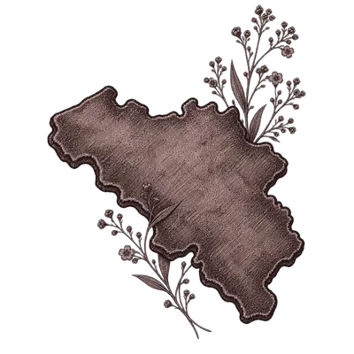 Carte de Belgique accompagnée de fleurs séchées