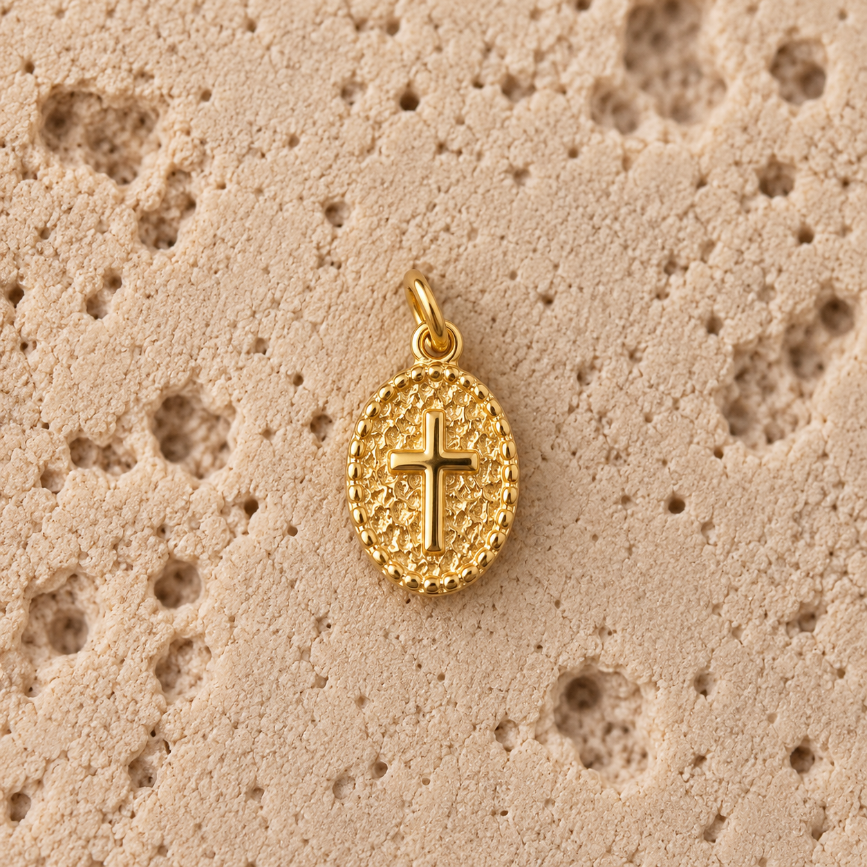 Gold Textured Medallion Cross