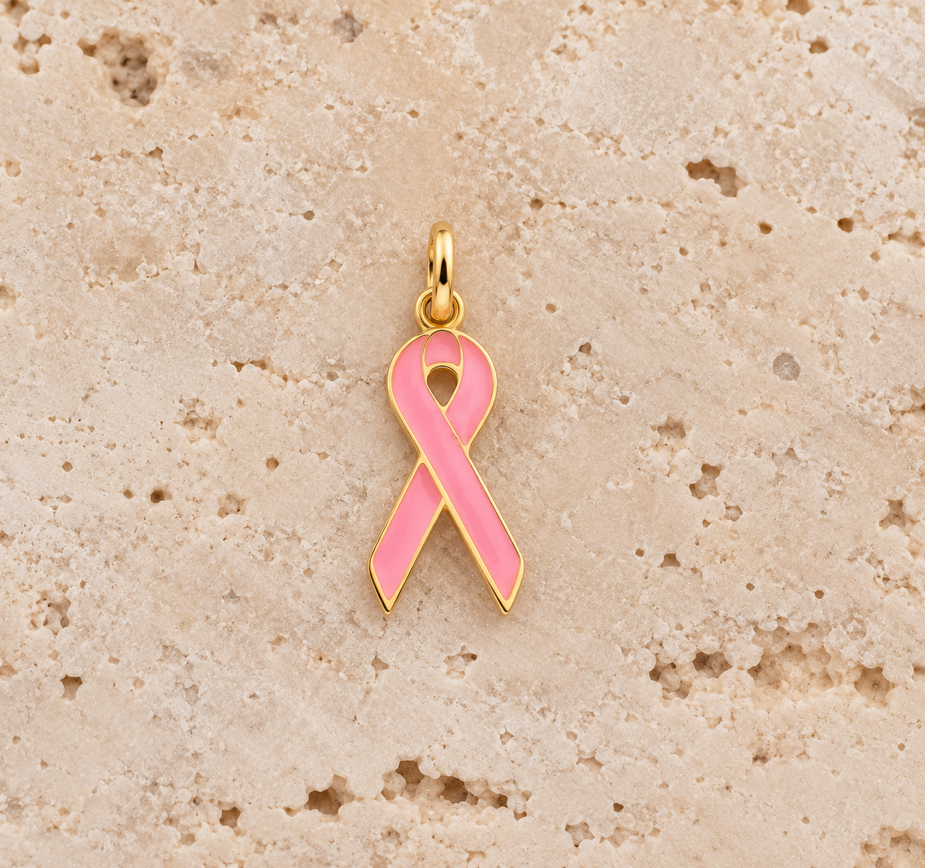 Pink Cancer Awareness Ribbon Charm