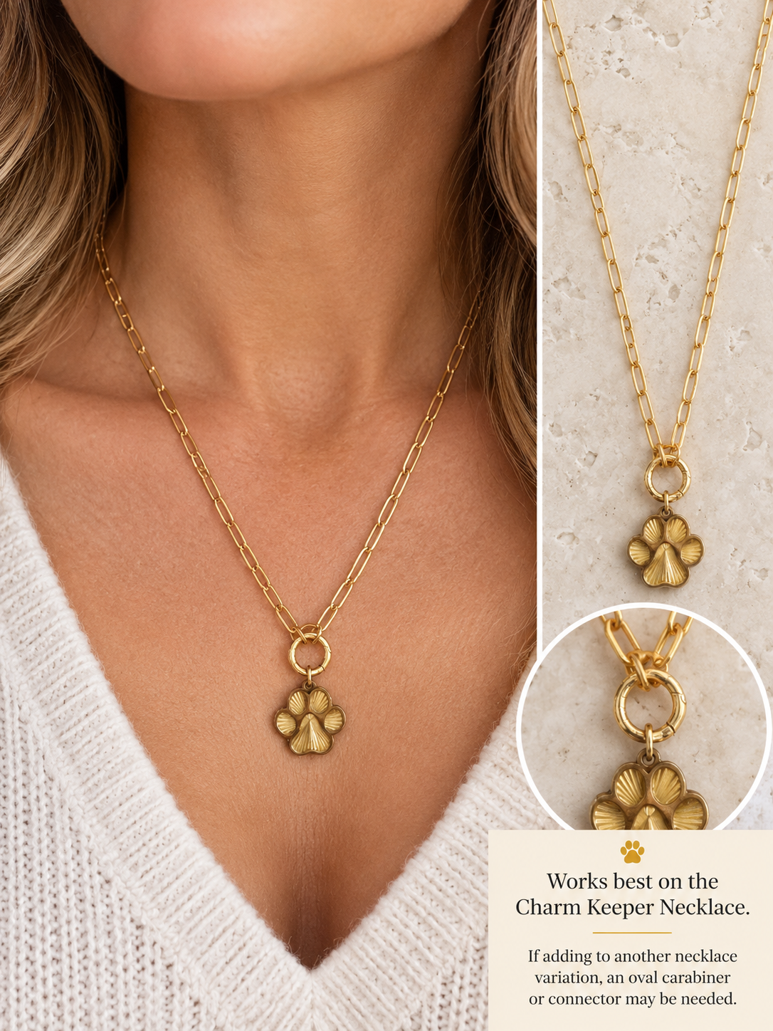 Paw Print Statement Pendant -18K Gold PVD Stainless Steel