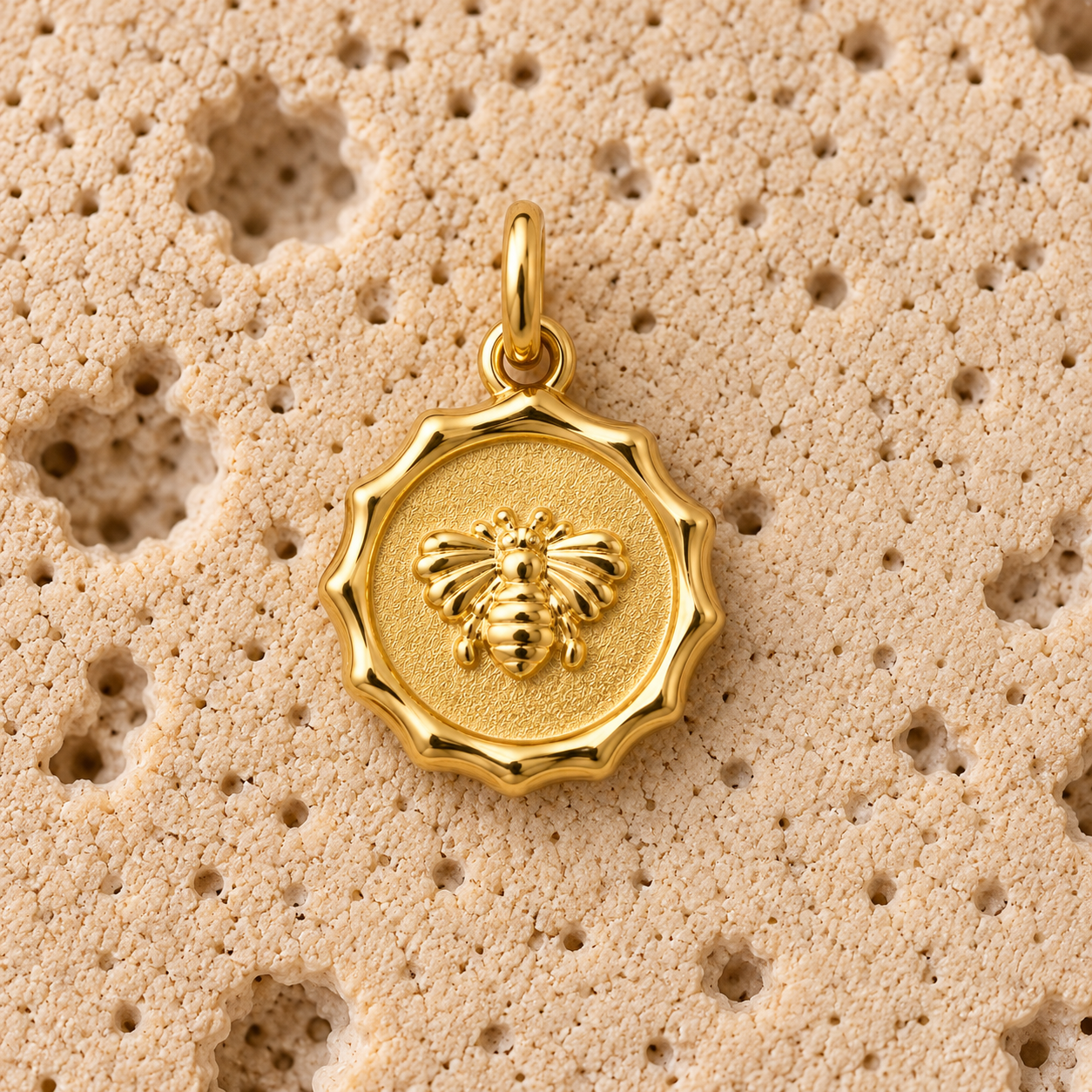 Gold Bee Medallion Charm