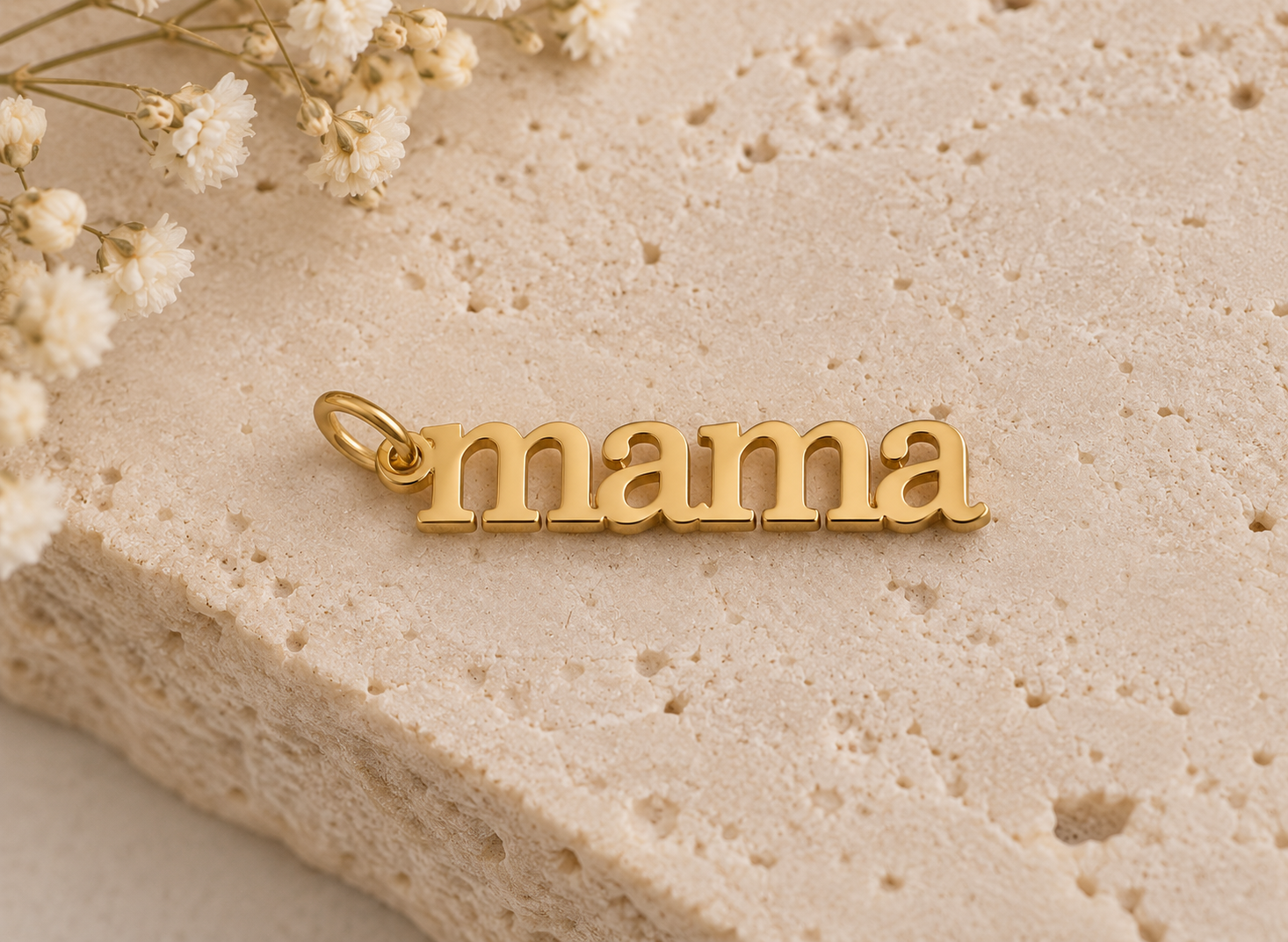 Mama Pendant Charm-18K Gold PVD Stainless Steel