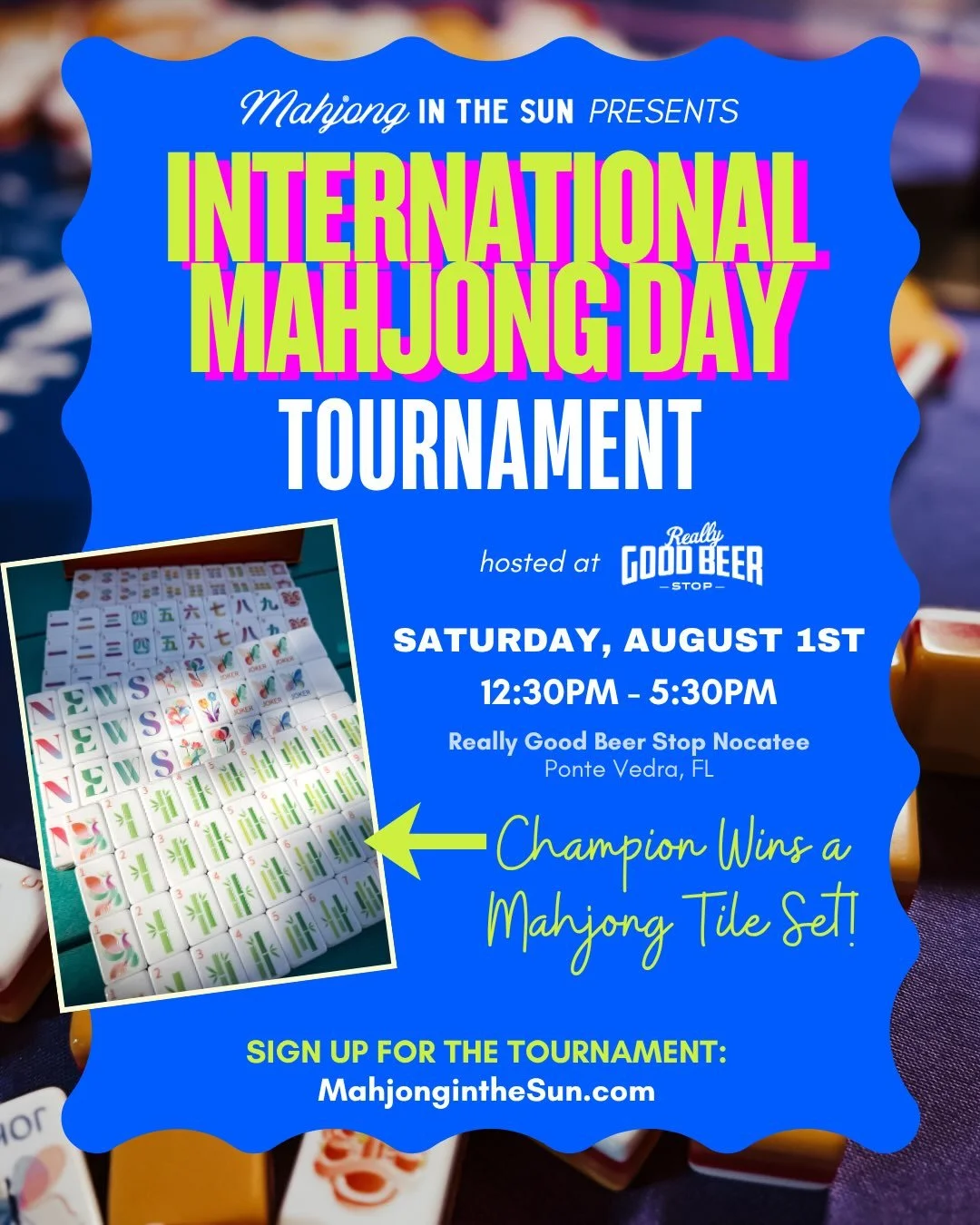 INTERNATIONAL MAHJONG DAY IS THIS SATURDAY! 

Ready to put your mahjong skills to the test? We have just a few seats remaining for our first-ever International Mahjong Day Tournament and we&rsquo;d love to have you at the table!

Saturday, August 1
?