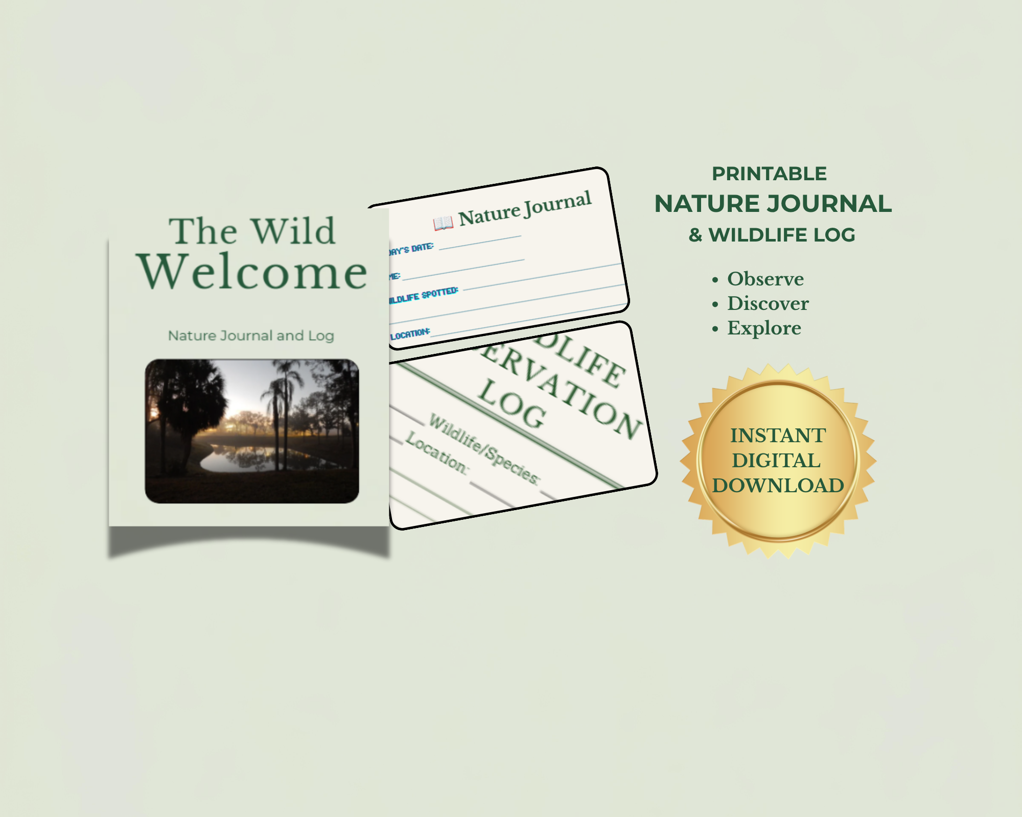 Nature Journal & Wildlife Log — Printable PDF