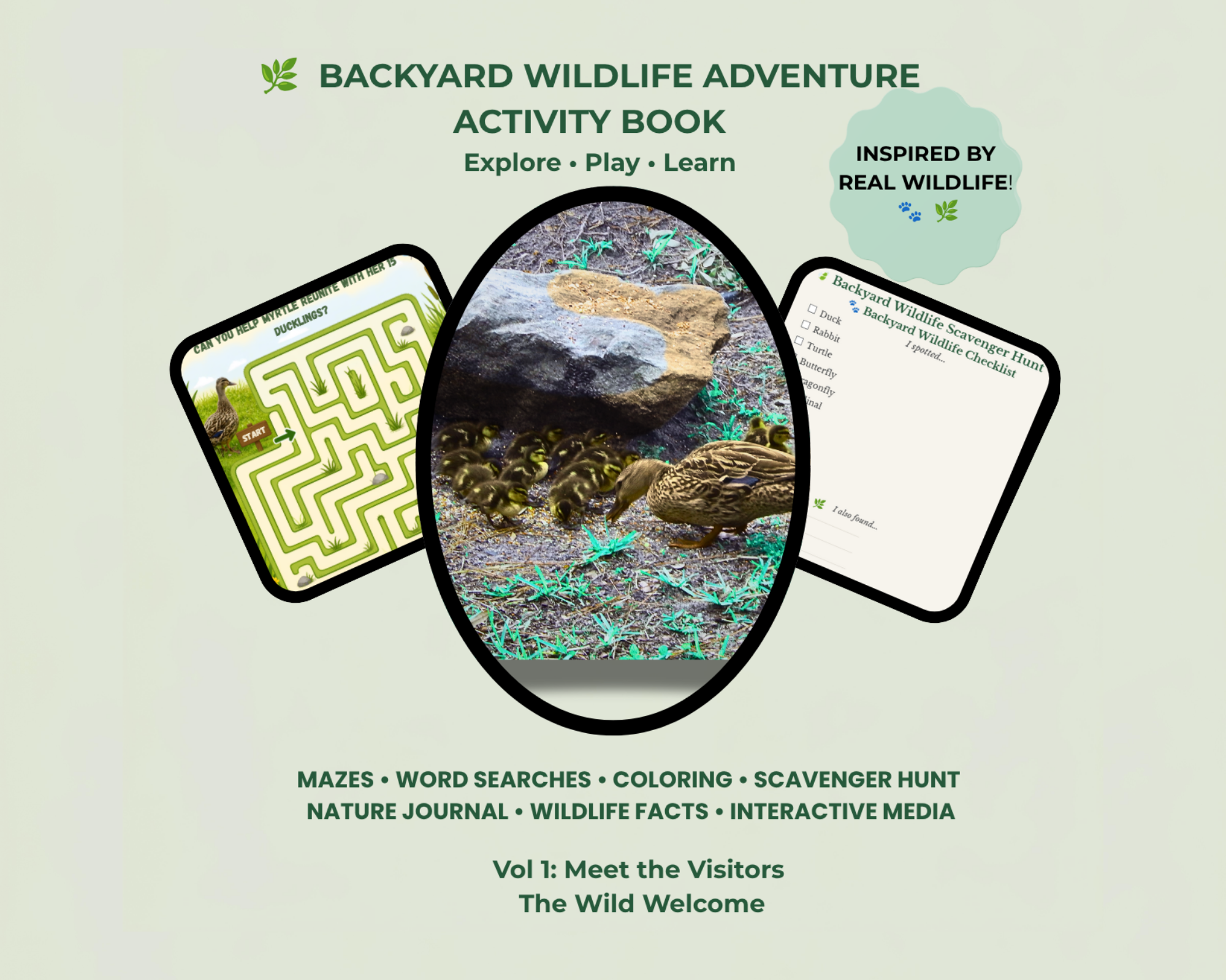 Backyard Wildlife Adventure Activity Book — Printable PDF