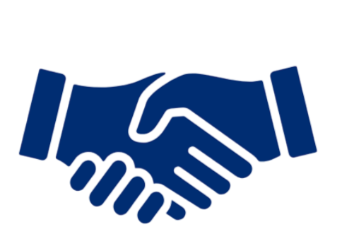 Graphic of two hands shaking, symbolizing agreement or partnership.