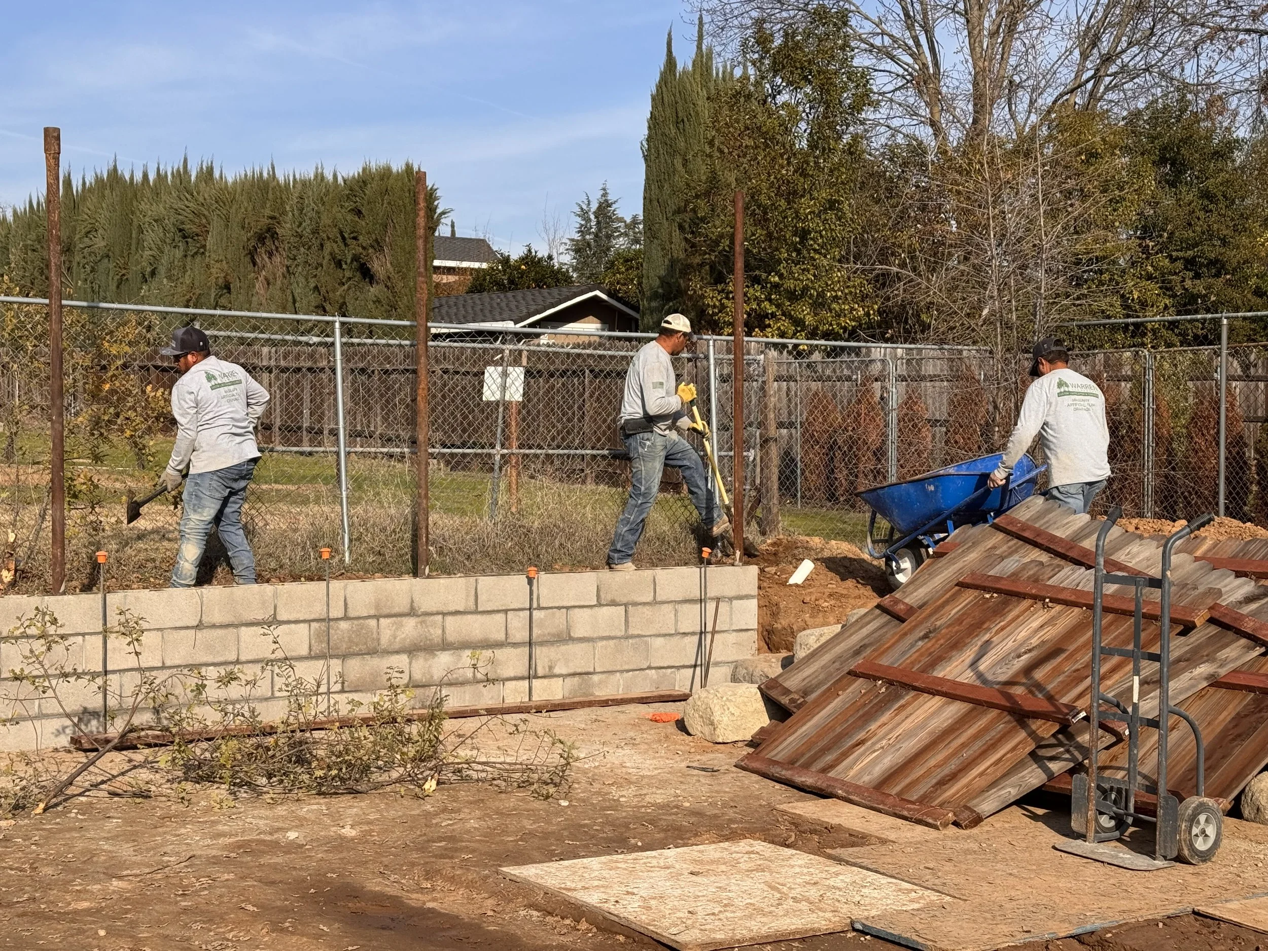 Block Wall with Fencing