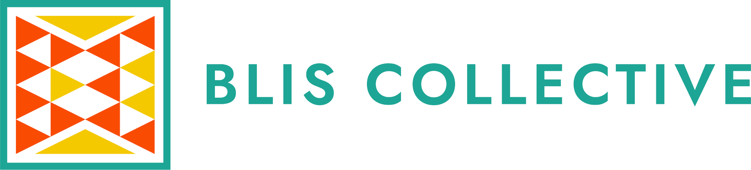 Logo with geometric pattern and the words "blis collective"