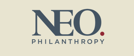 The logo of NEO Philanthropy with a beige background and dark blue text that reads 'NEO' and 'PHILANTHROPY'.