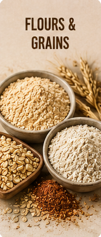 Certified organic flours and grains for wholesale and commercial manufacturing