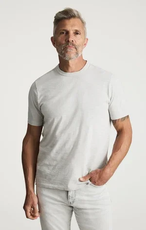 34 Heritage - Slub Crew Neck TShirt in Glacier Grey
