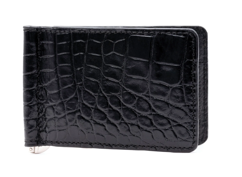 Anthony Alligator Grain Credit Card Money Clip - Black