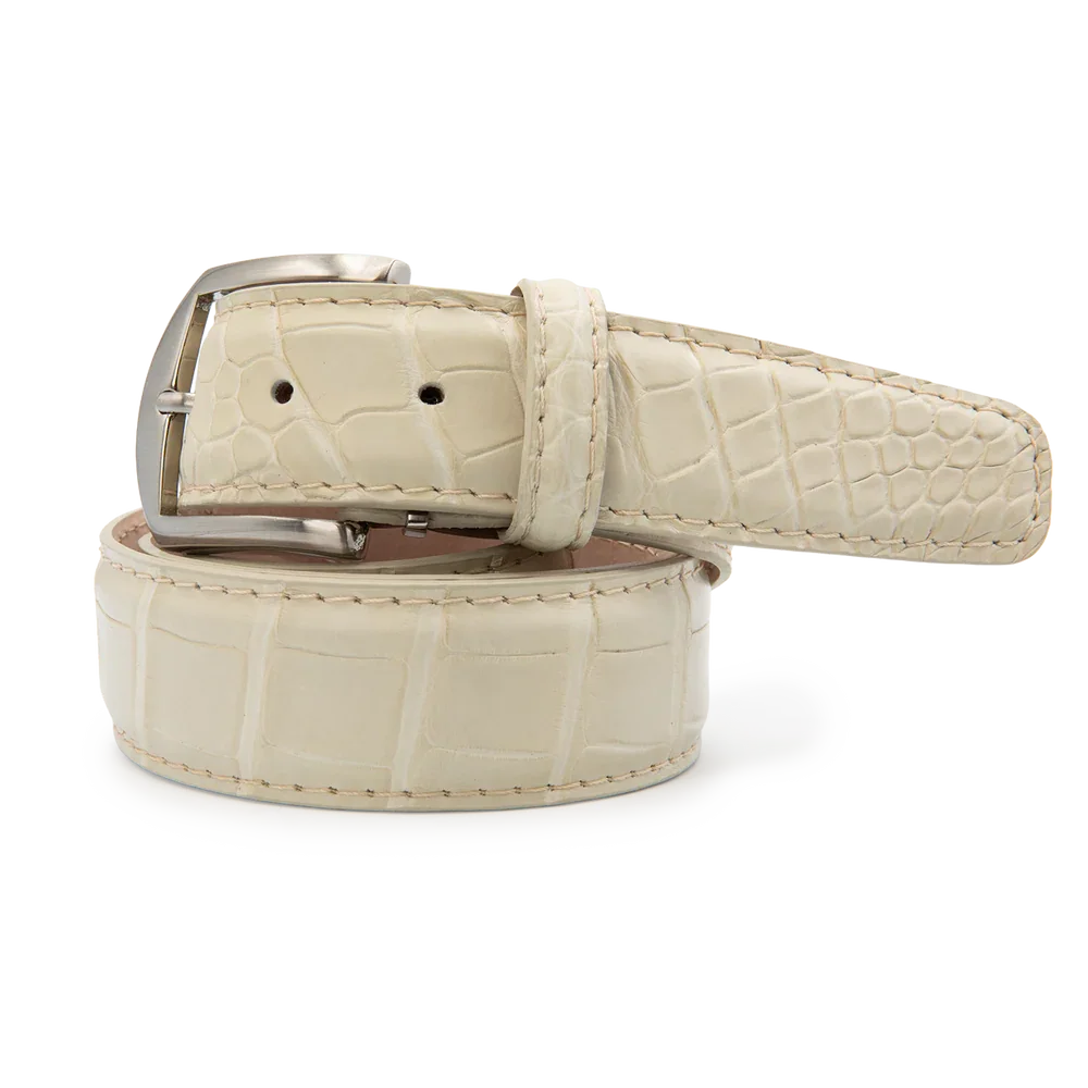 American Alligator Belt - White Smoke