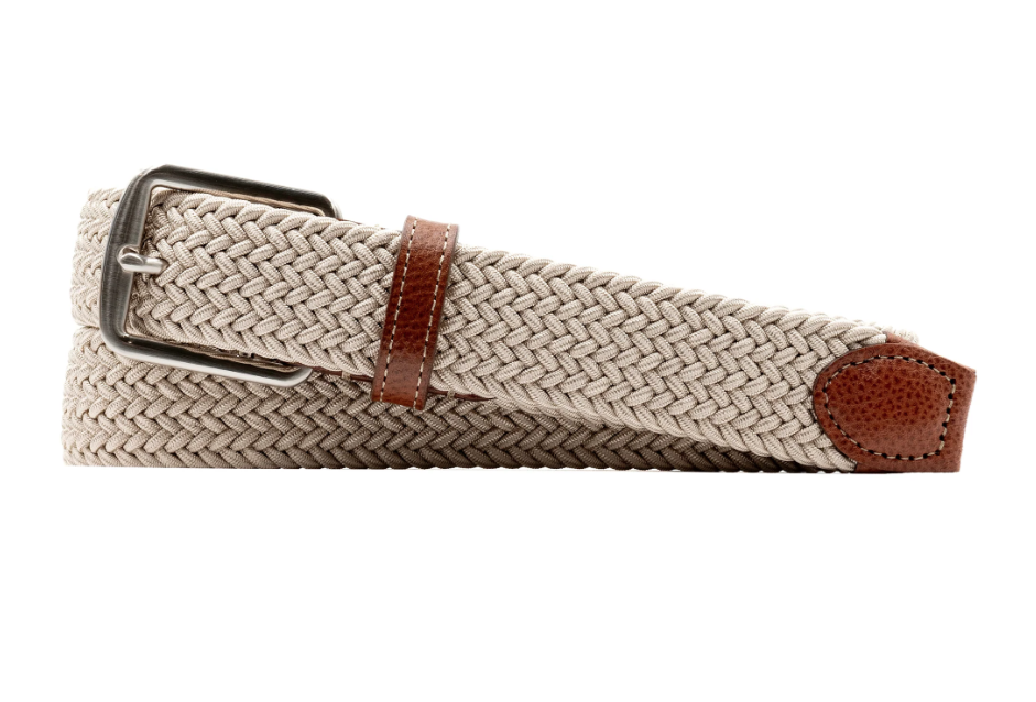 Newport Woven Italian Rayon Elastic Belt - Sand