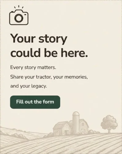 Placeholder for a story-sharing form with a rural farm scene illustration at the bottom.
