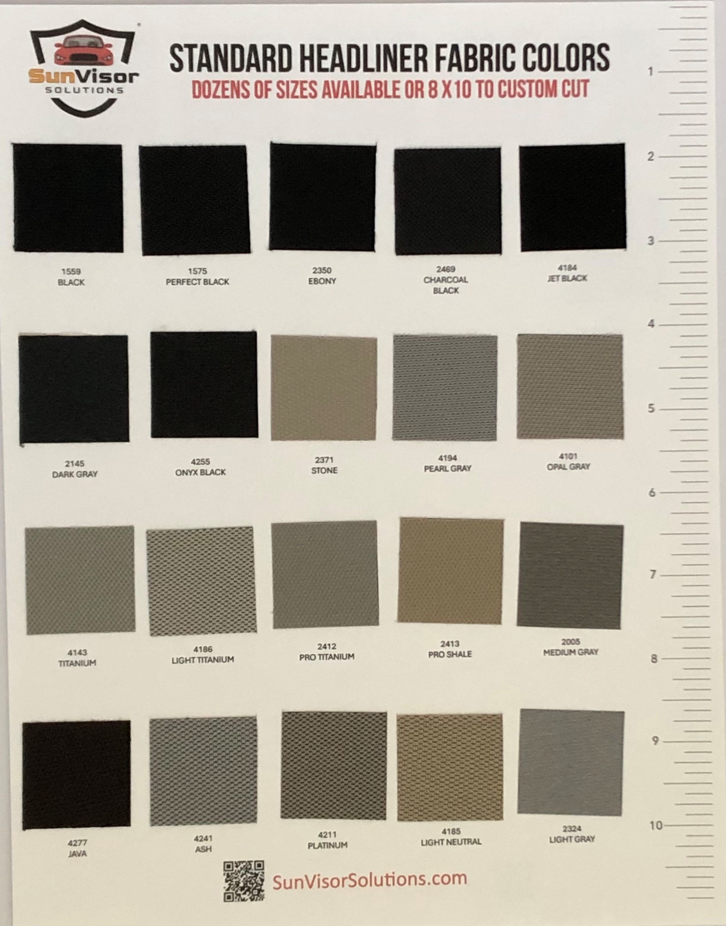 Color Chart -- Standard Fabric
