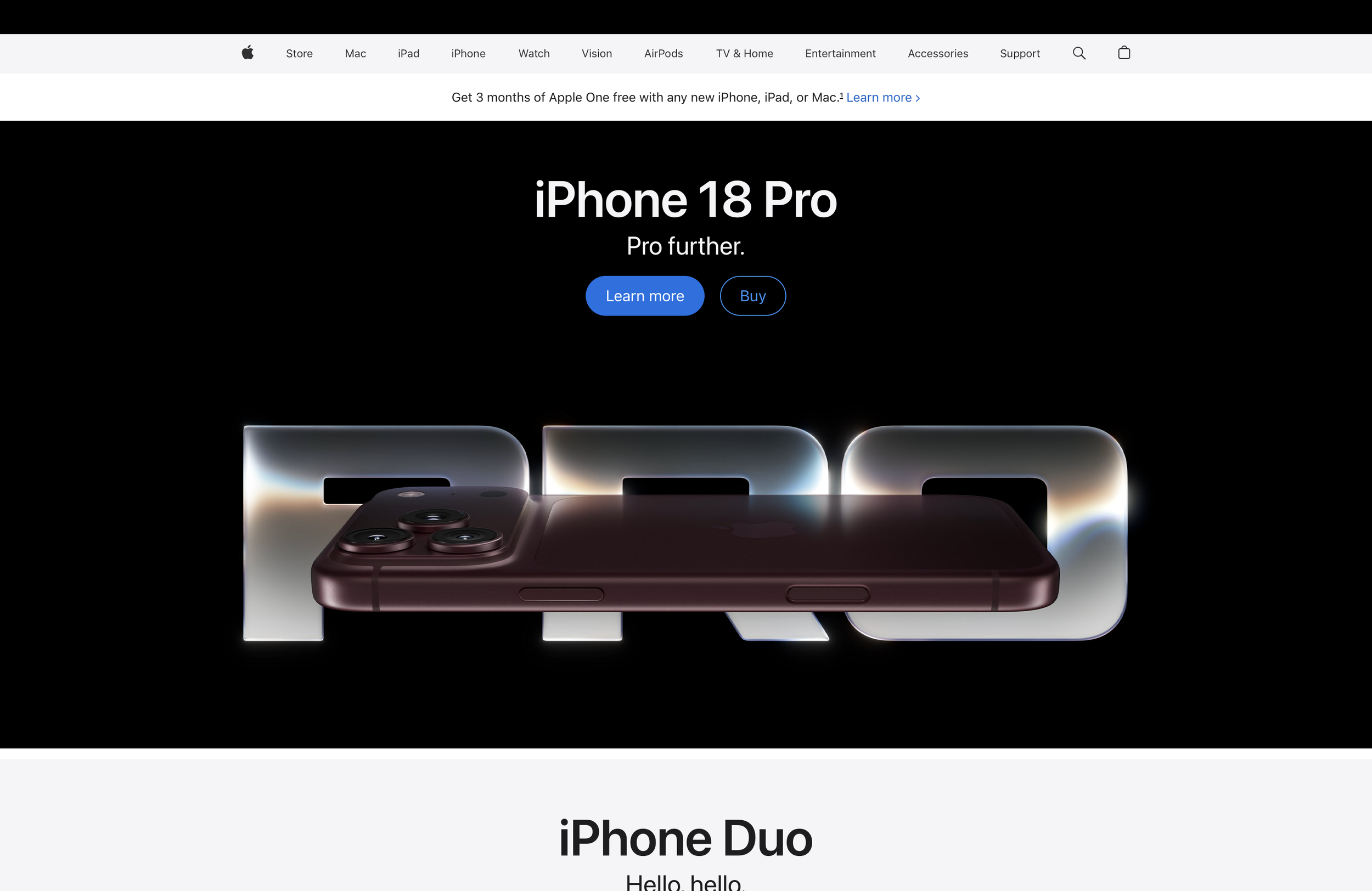 Apple website hero section image from top 10 minimalist luxury websites