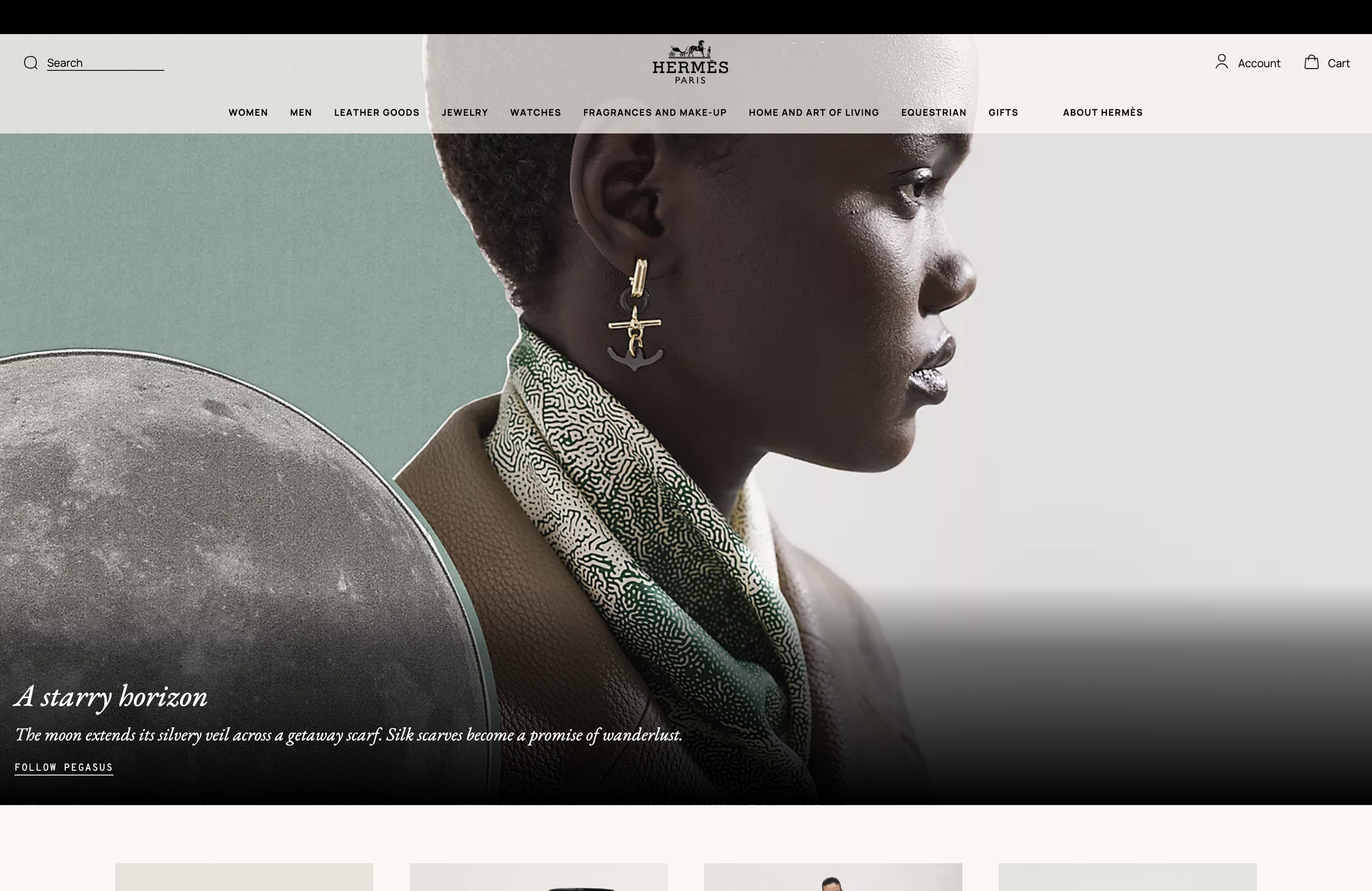 Hermes website hero section image from top 10 minimalist luxury websites