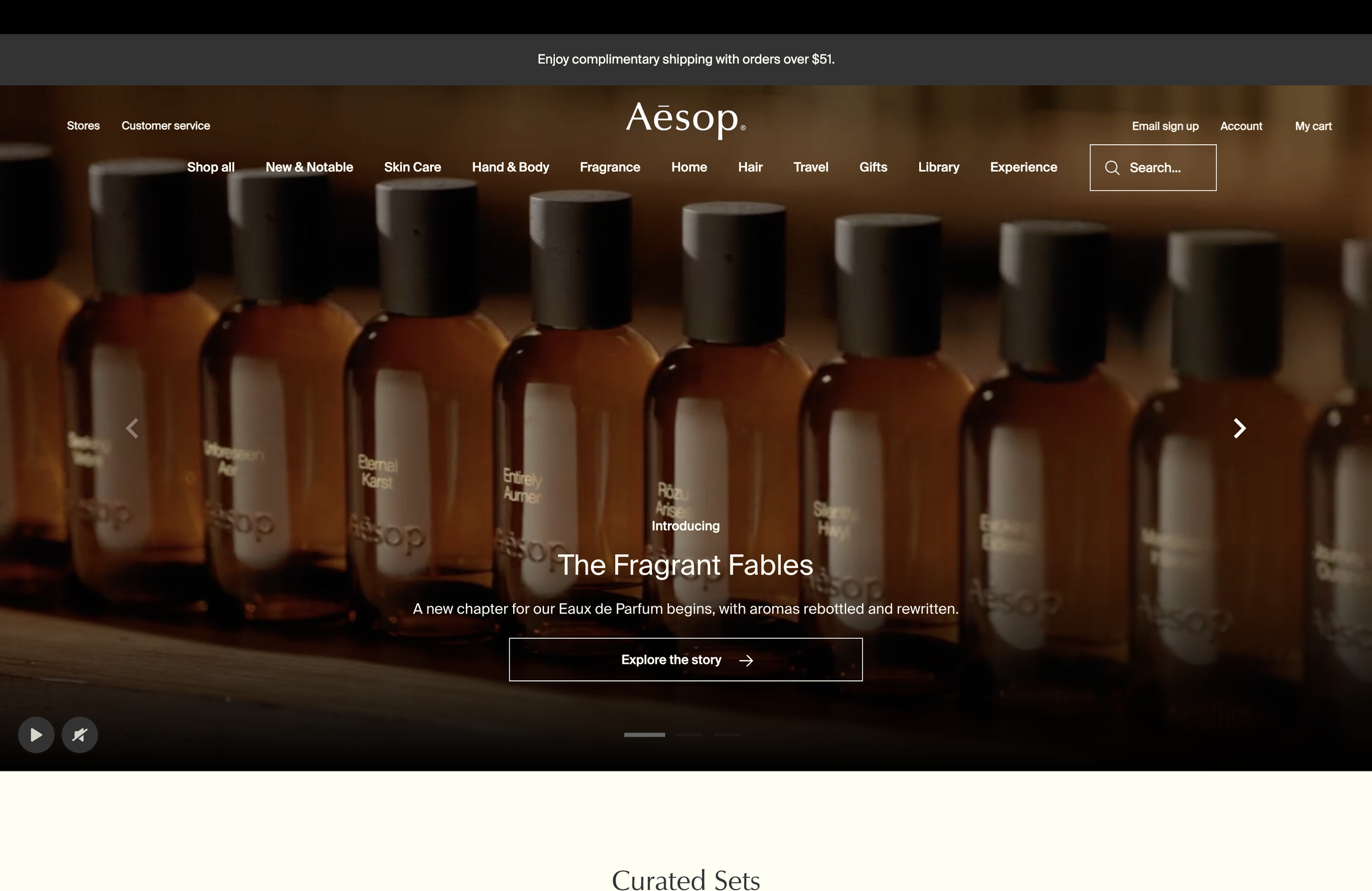 Aesop website hero section image from top 10 minimalist luxury websites