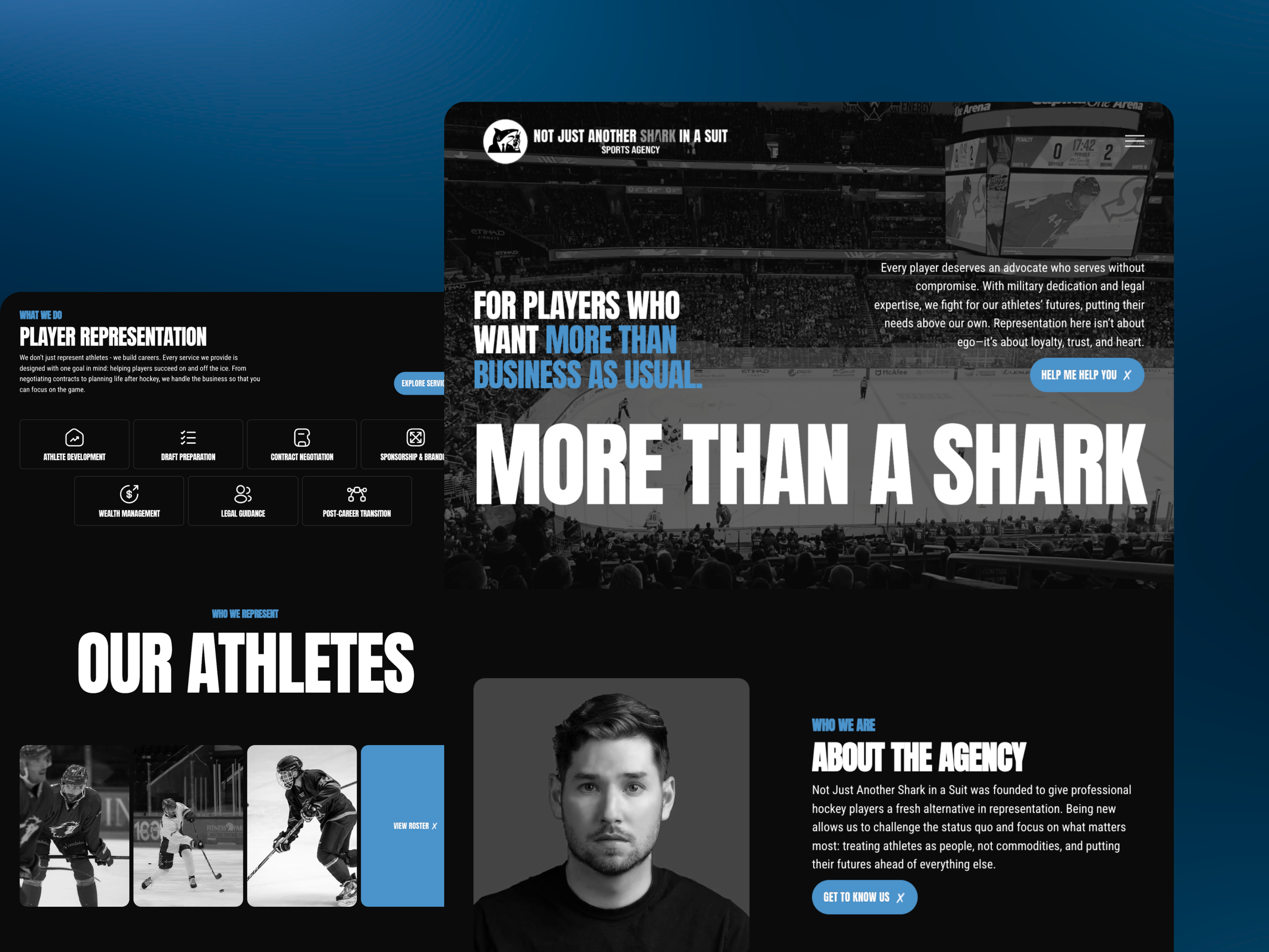 Not Just Another Shark in a Suit website built in Squarespace