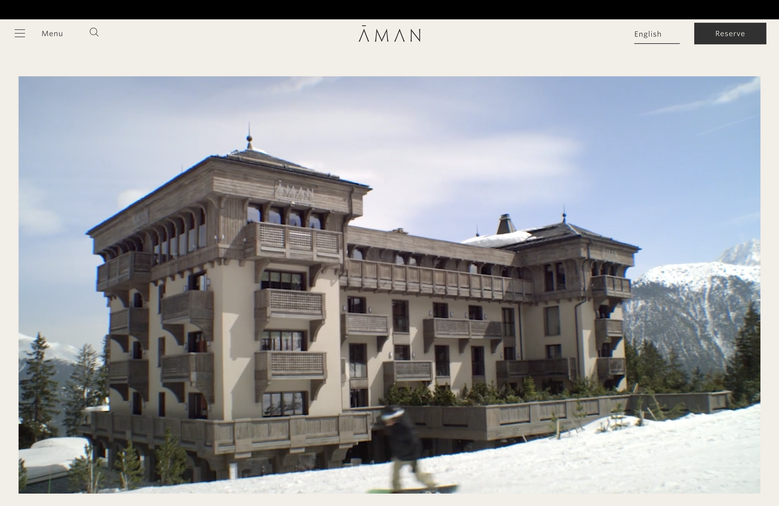 Aman Resorts website hero section image from top 10 minimalist luxury websites