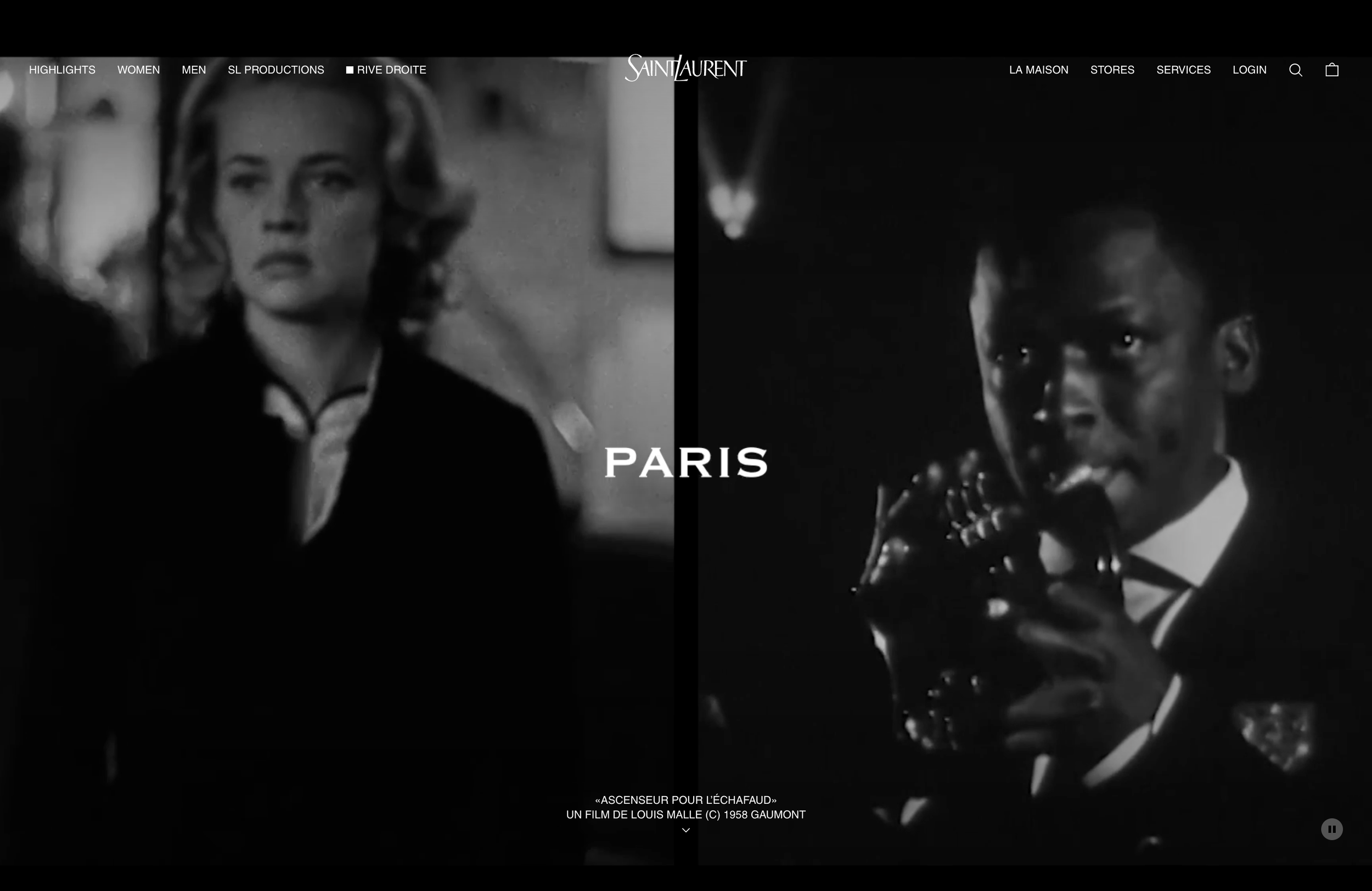 Saint Laurent website hero section image from top 10 minimalist luxury websites
