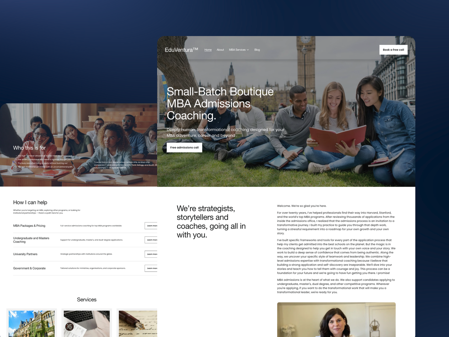 EduVentura website built in Squarespace