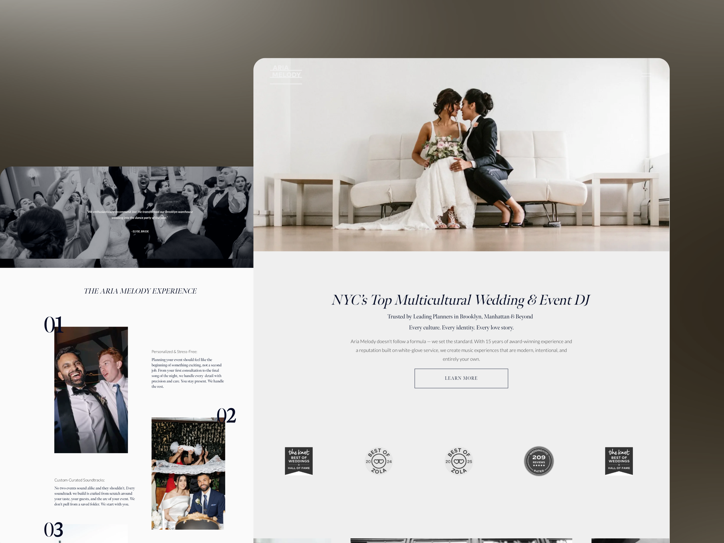 Aria Melody website built in Squarespace