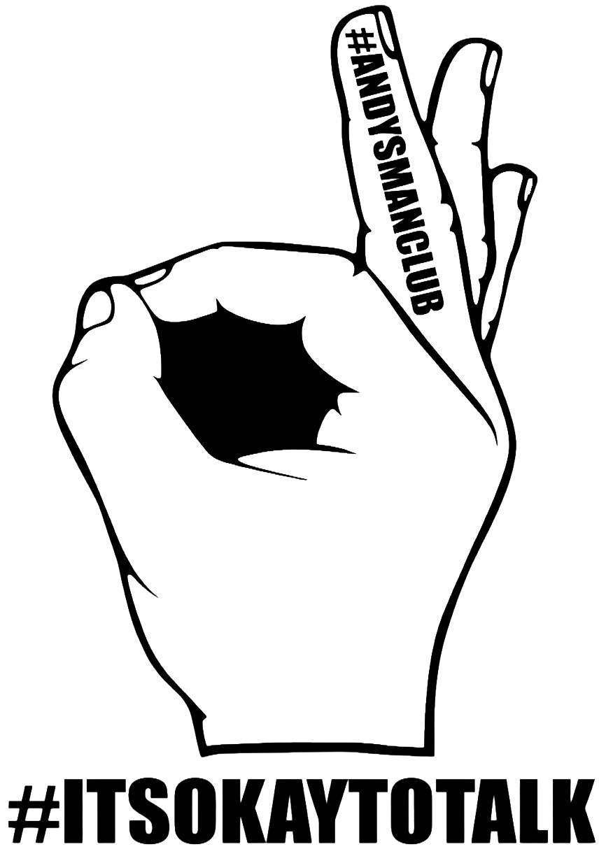 A hand with the index finger and thumb forming a circle, the remaining fingers extended, with the text '#HANDYSWAGCLUB' on the finger and '#ITSOKAYTOTALK' at the bottom.