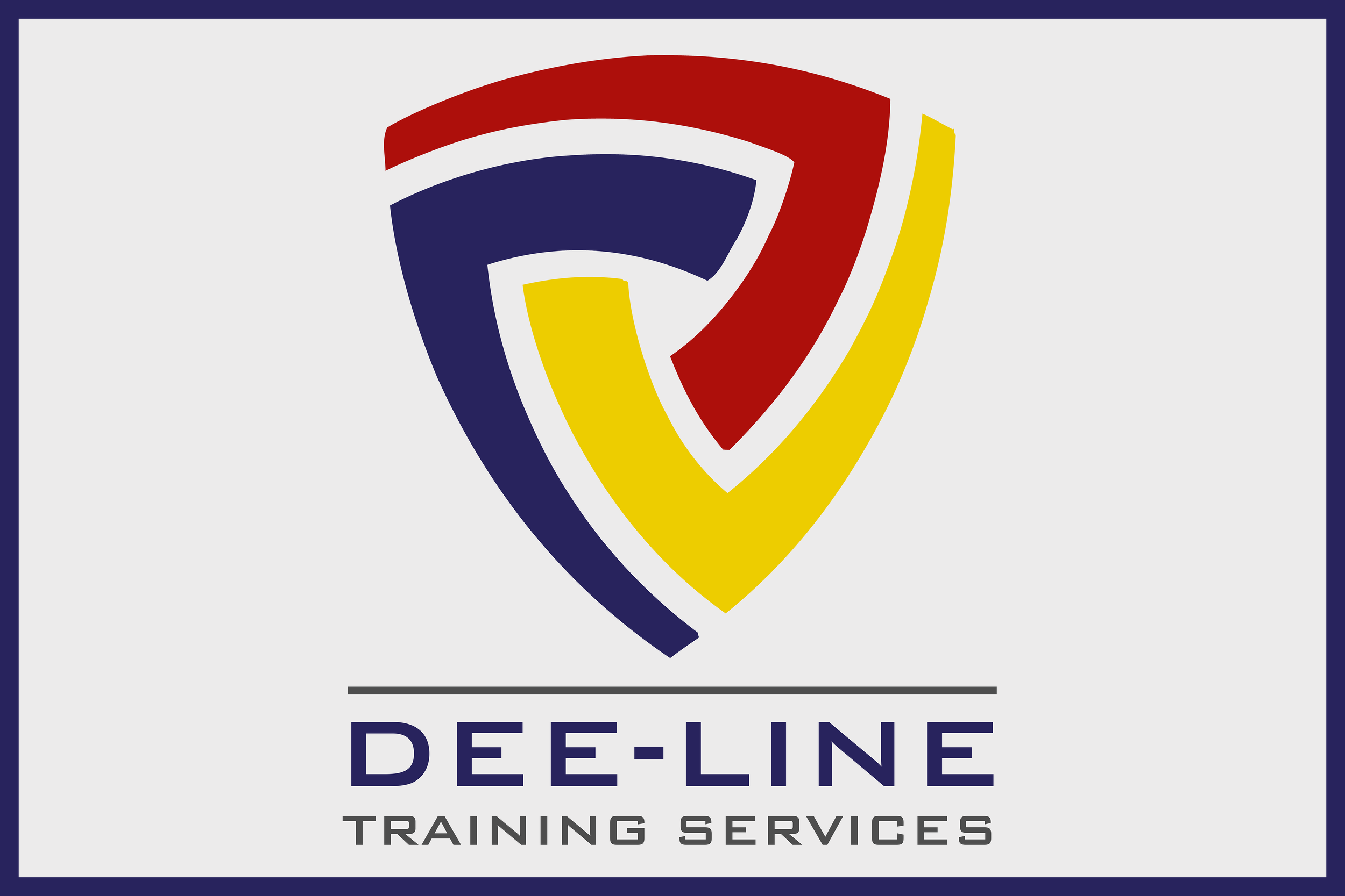 Logo of Deeline Training Services featuring a shield with red, yellow, and blue sections and the company name beneath.