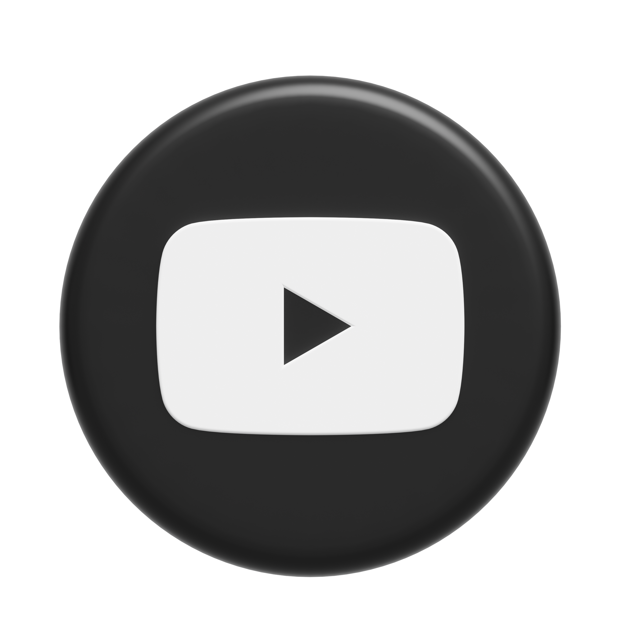 A large, black, rounded object with a white rectangular icon that has a play button symbol on it.