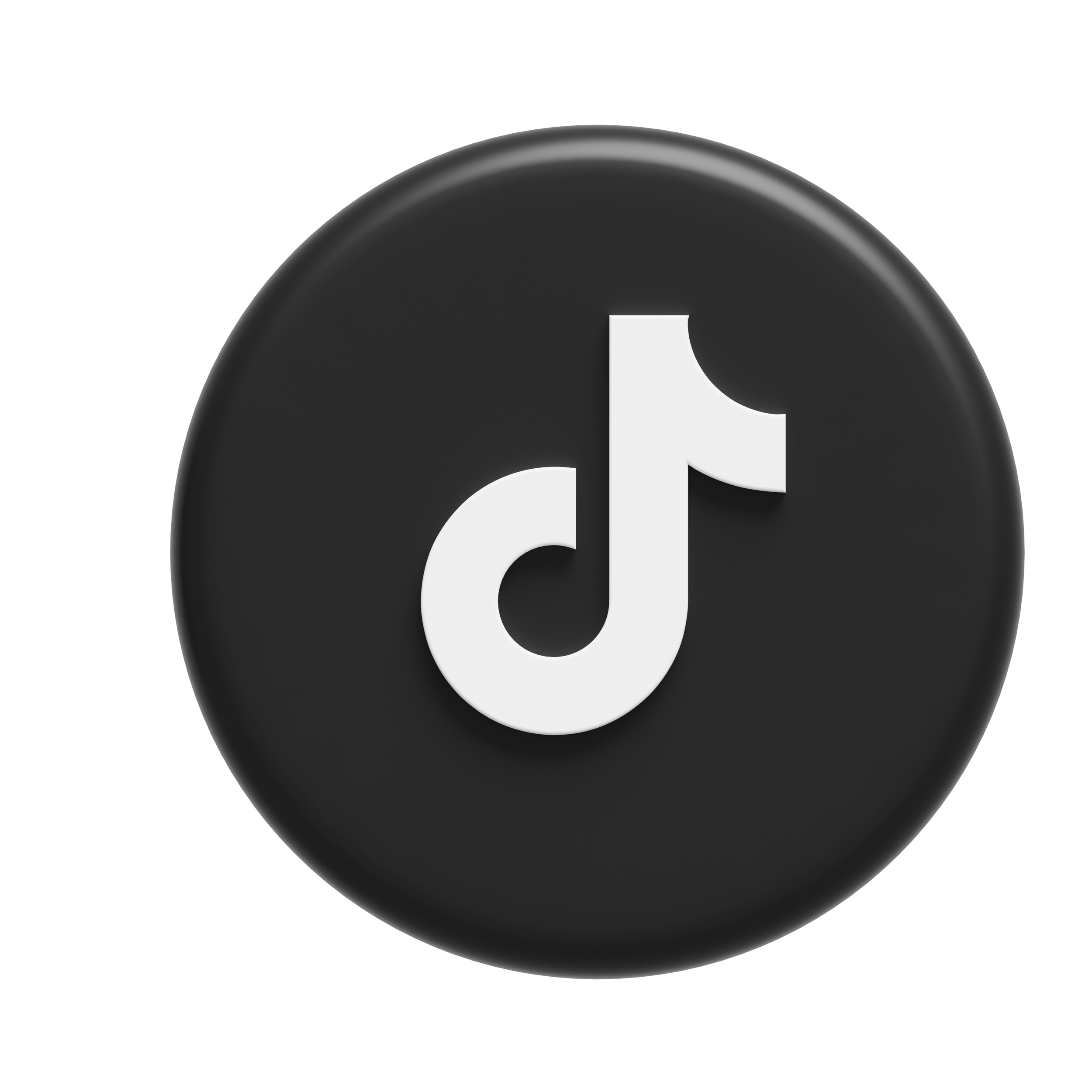 Close-up of a black circular object with a white lowercase letter 'd' in the center.