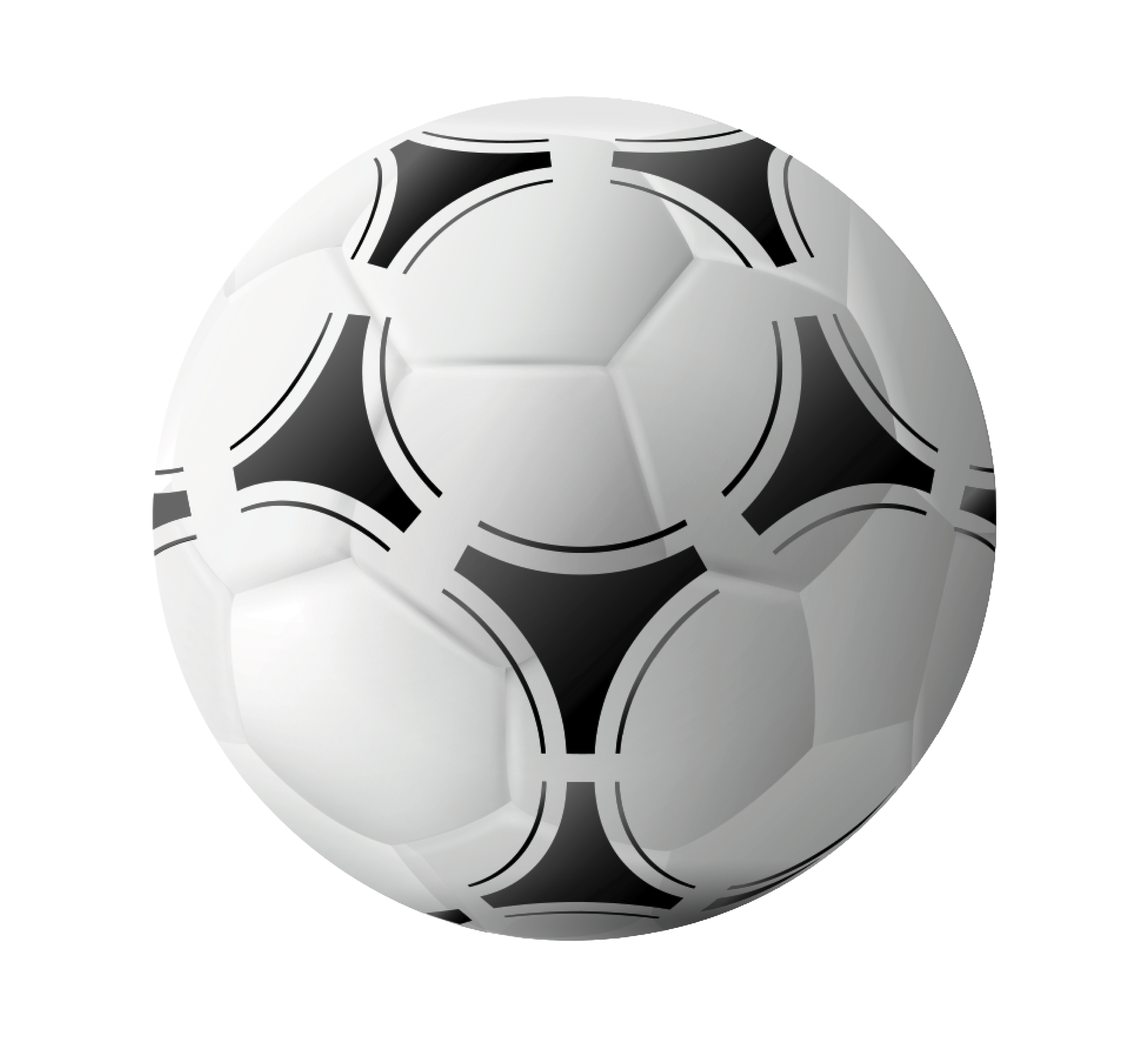 Black and white soccer ball with pentagonal and hexagonal patterns.