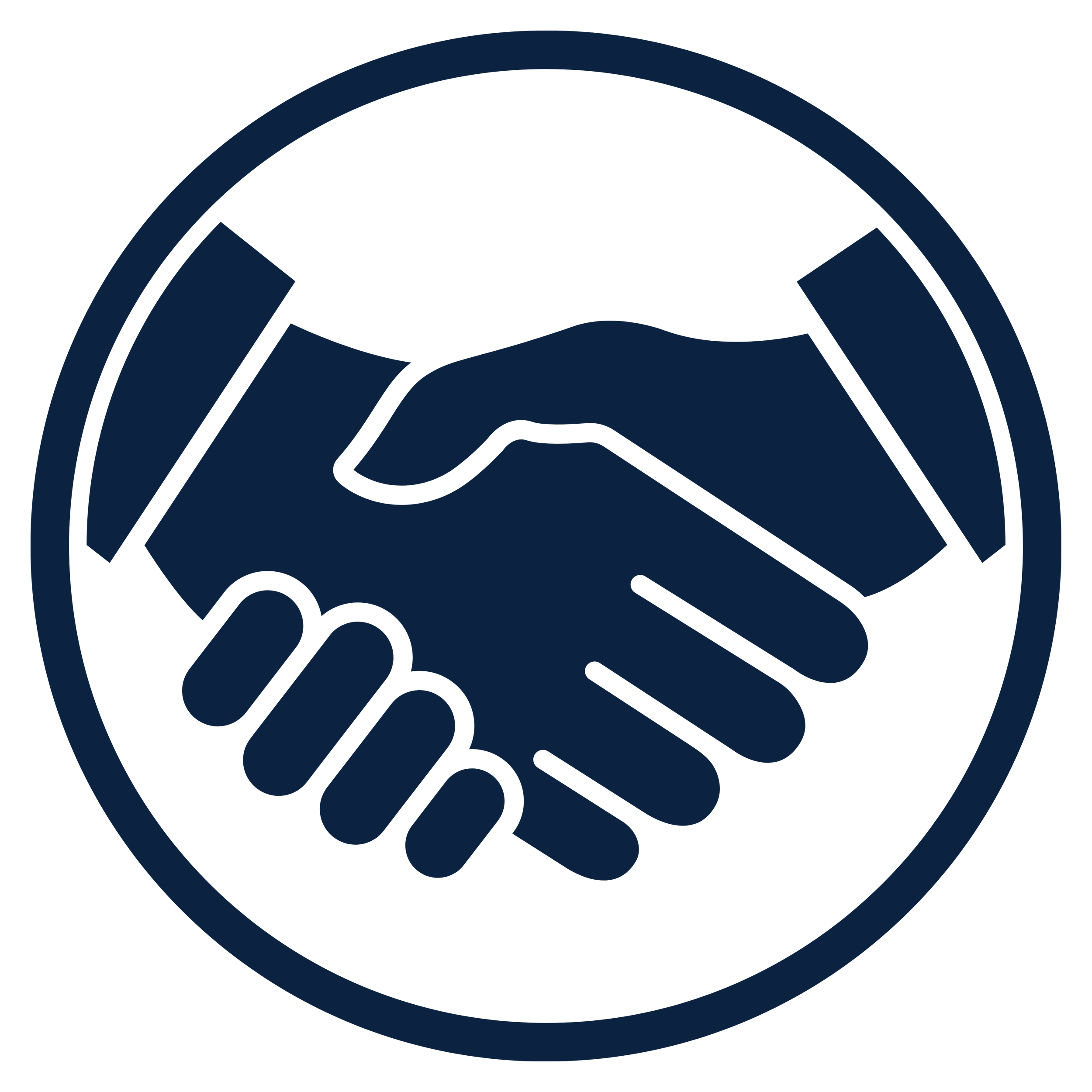 A dark blue and black stylized illustration of a human hand with extended fingers.