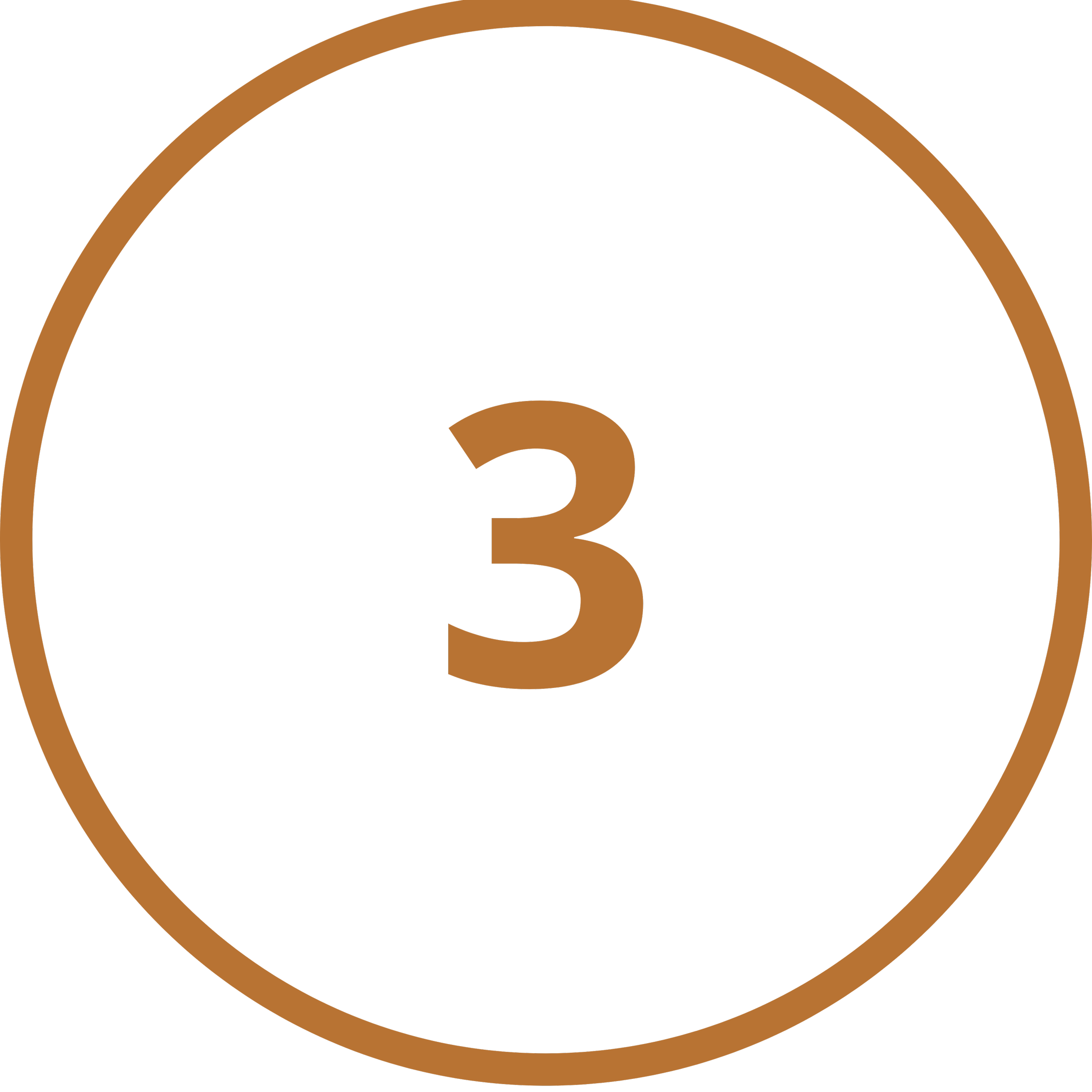 A large black circle with a brown outline and a brown number 3 inside.