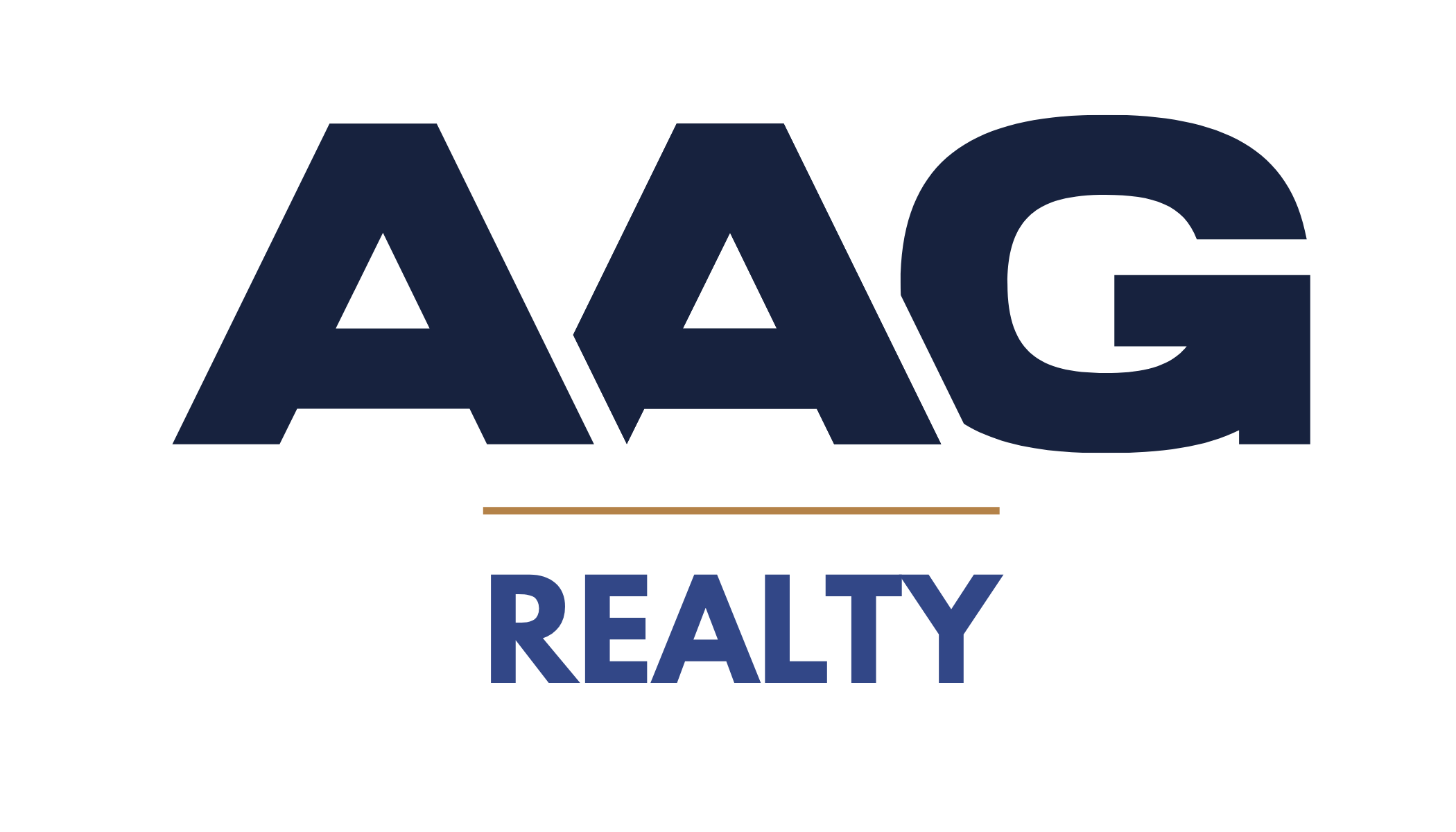 A logo for AAA Realty with the company name and a horizontal line below the text.