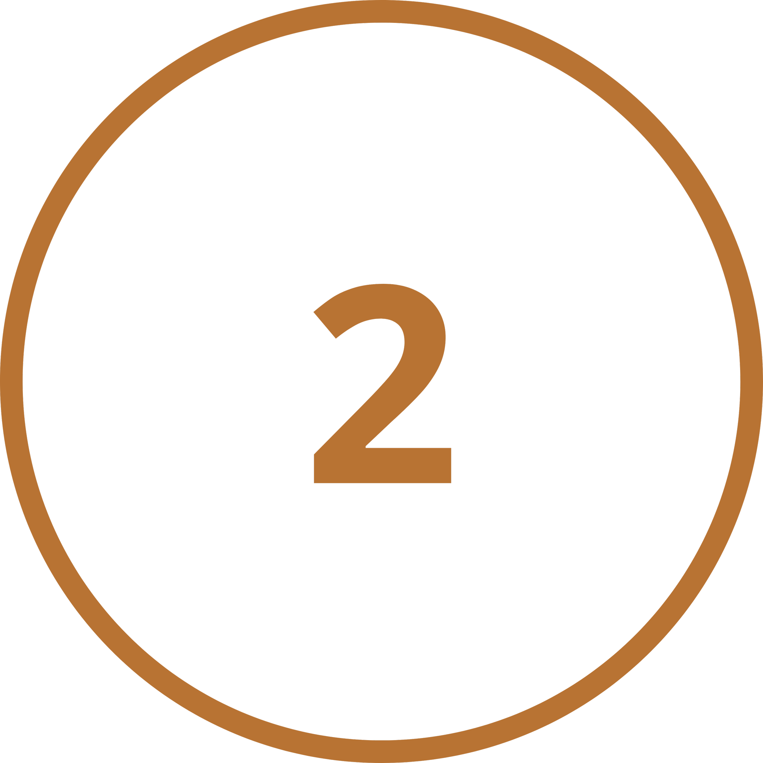 Number two inside a brown circle with a black background.