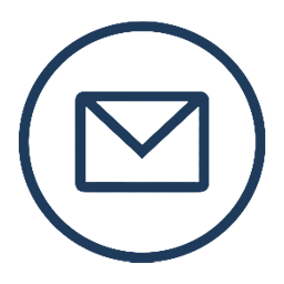 Email or message icon with a circle outline and a mail envelope symbol in the center.