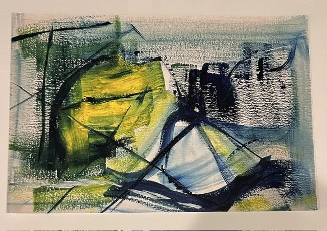 abstract art, custom painting, yellow, brush strokes