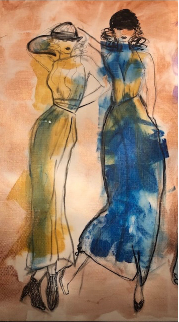 fashion art, custom drawing, painting, watercolor, style, artistic, women