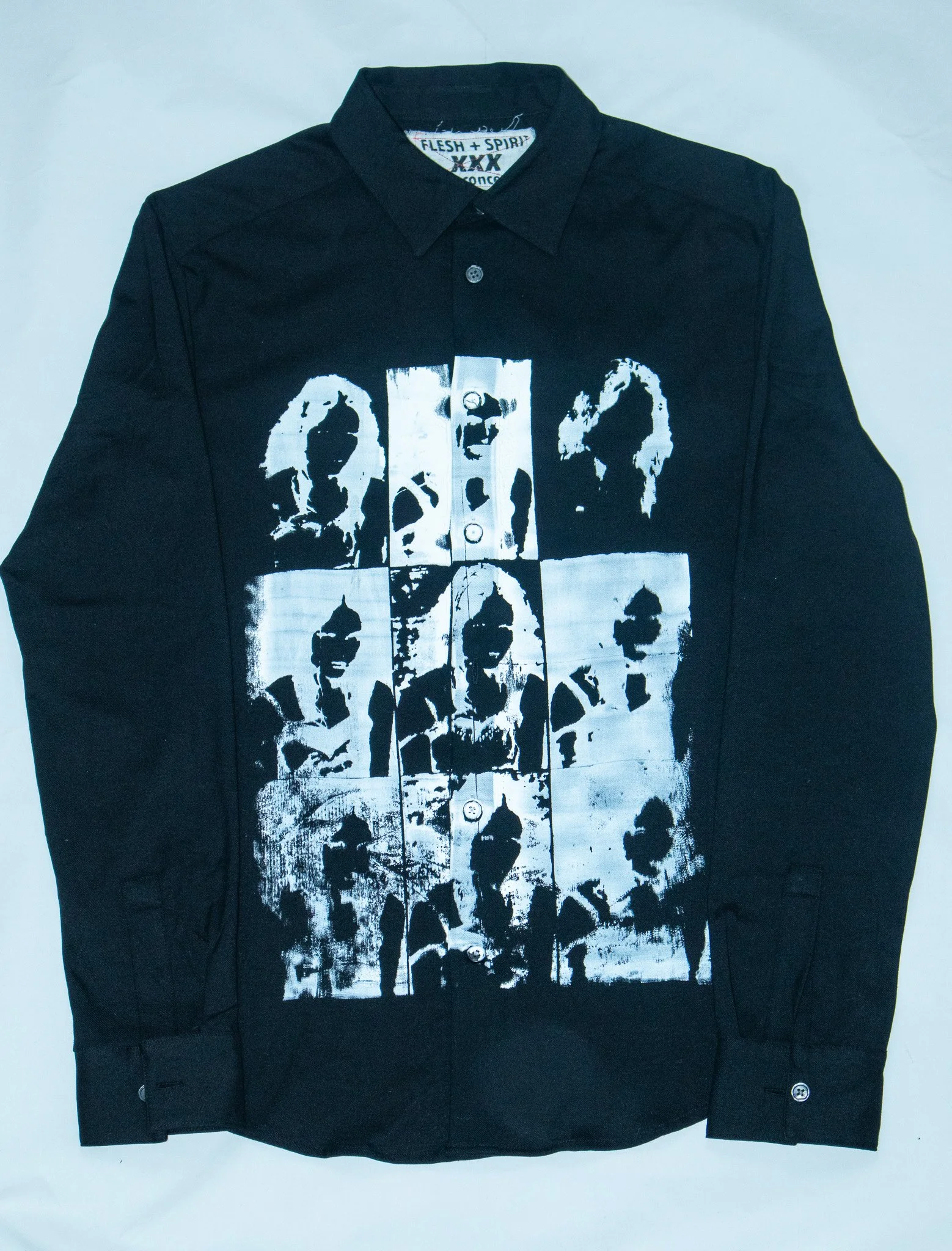 Screen printed by hand for Flesh & Spirit.