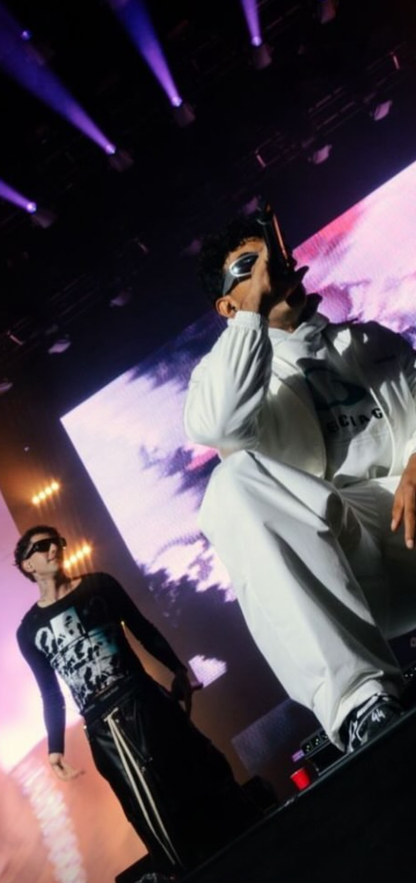 Wayne of musical group DarkPoloGang performing in Flesh & Spirit screen printed long sleeve.