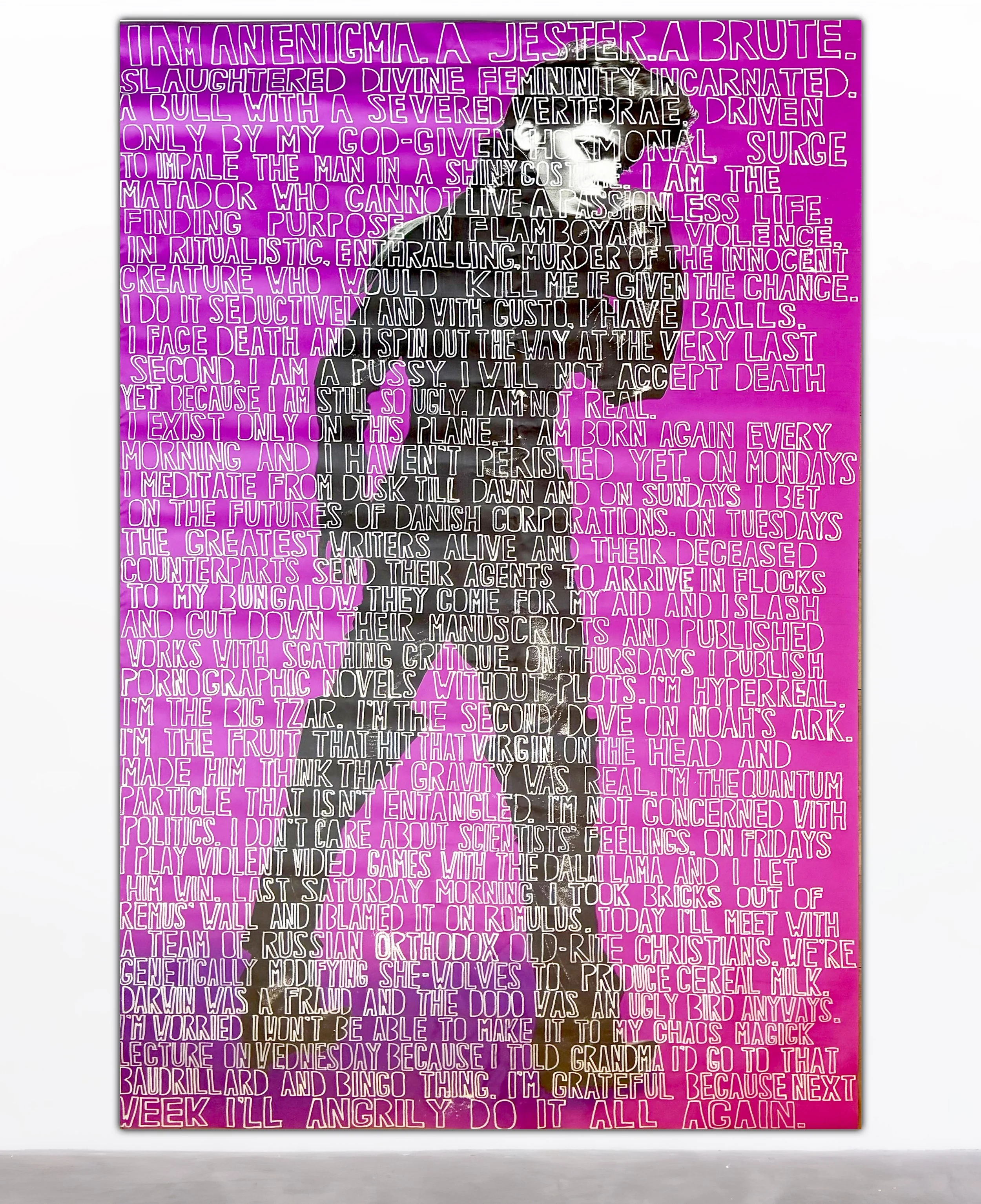 JESTER’S PRIVILEGE 2025, Philip Alexander and Julio Alvarez, Acrylic paint on vinyl canvas — 150 x 225 centimeters
