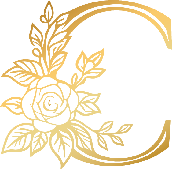 A close-up image of a gold-colored C initial.