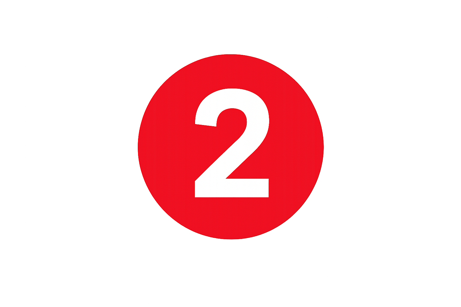Red circular sign with the number 2 in white.
