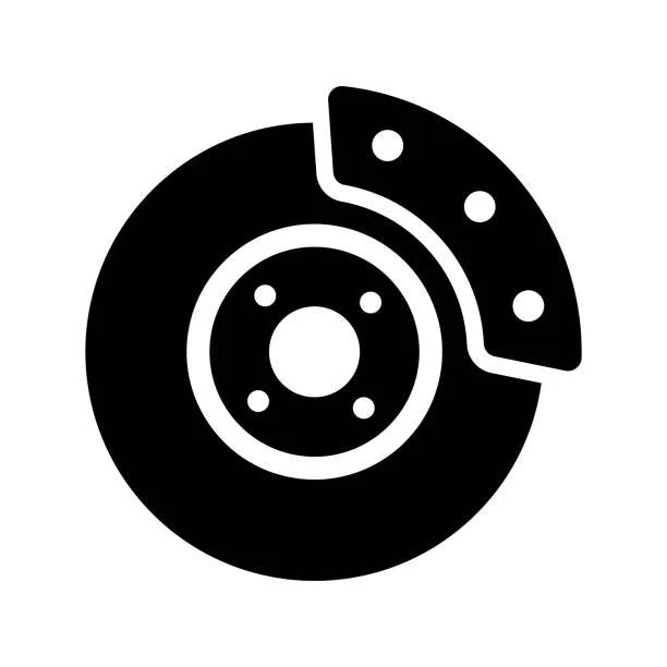 Icon of a car brake disc with a brake pad.