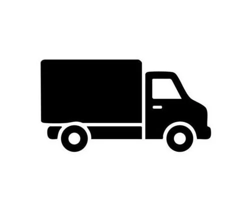 Icon of a delivery truck in black and white.