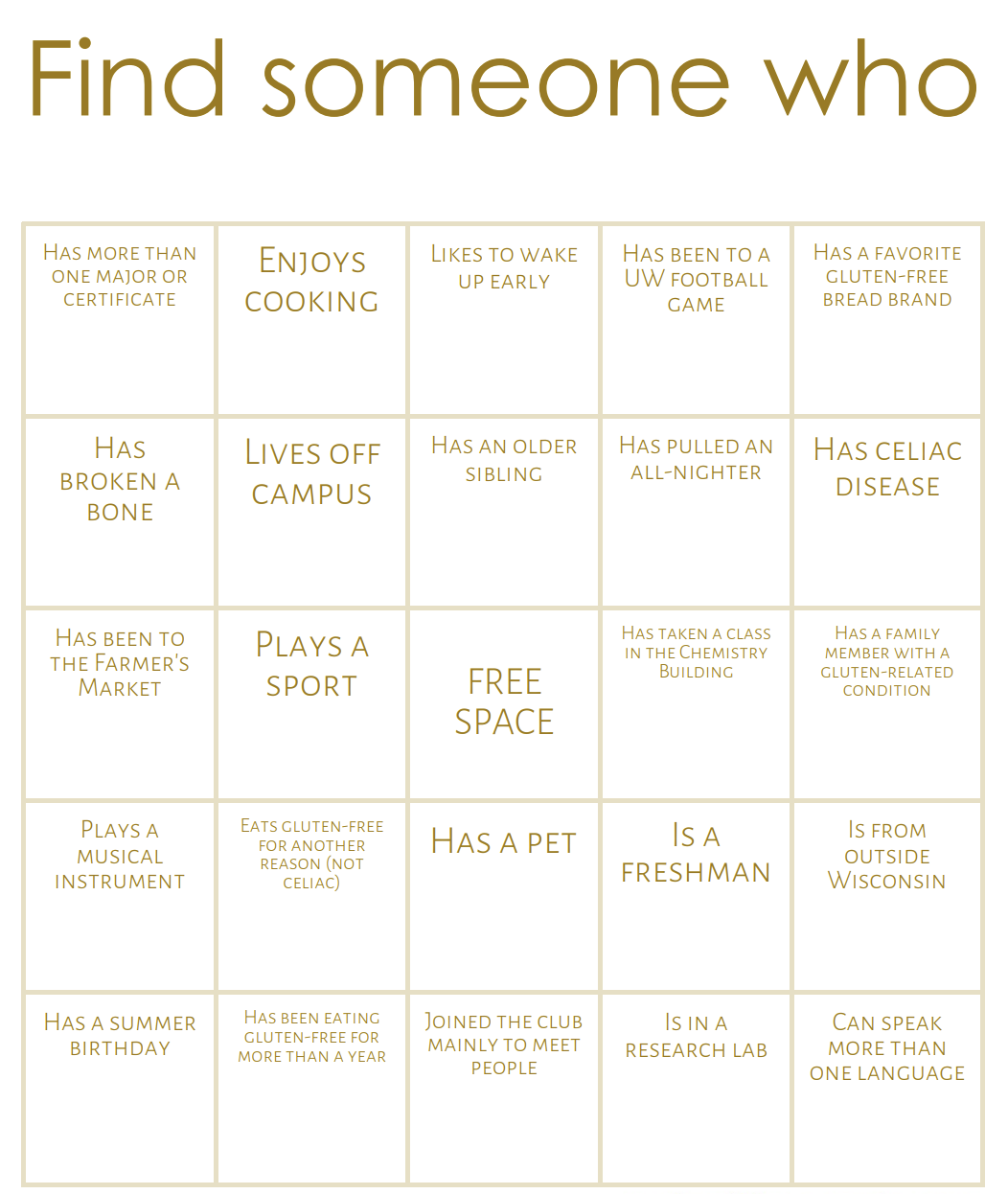 Meeting #1: Introduction to GFB + Bingo!