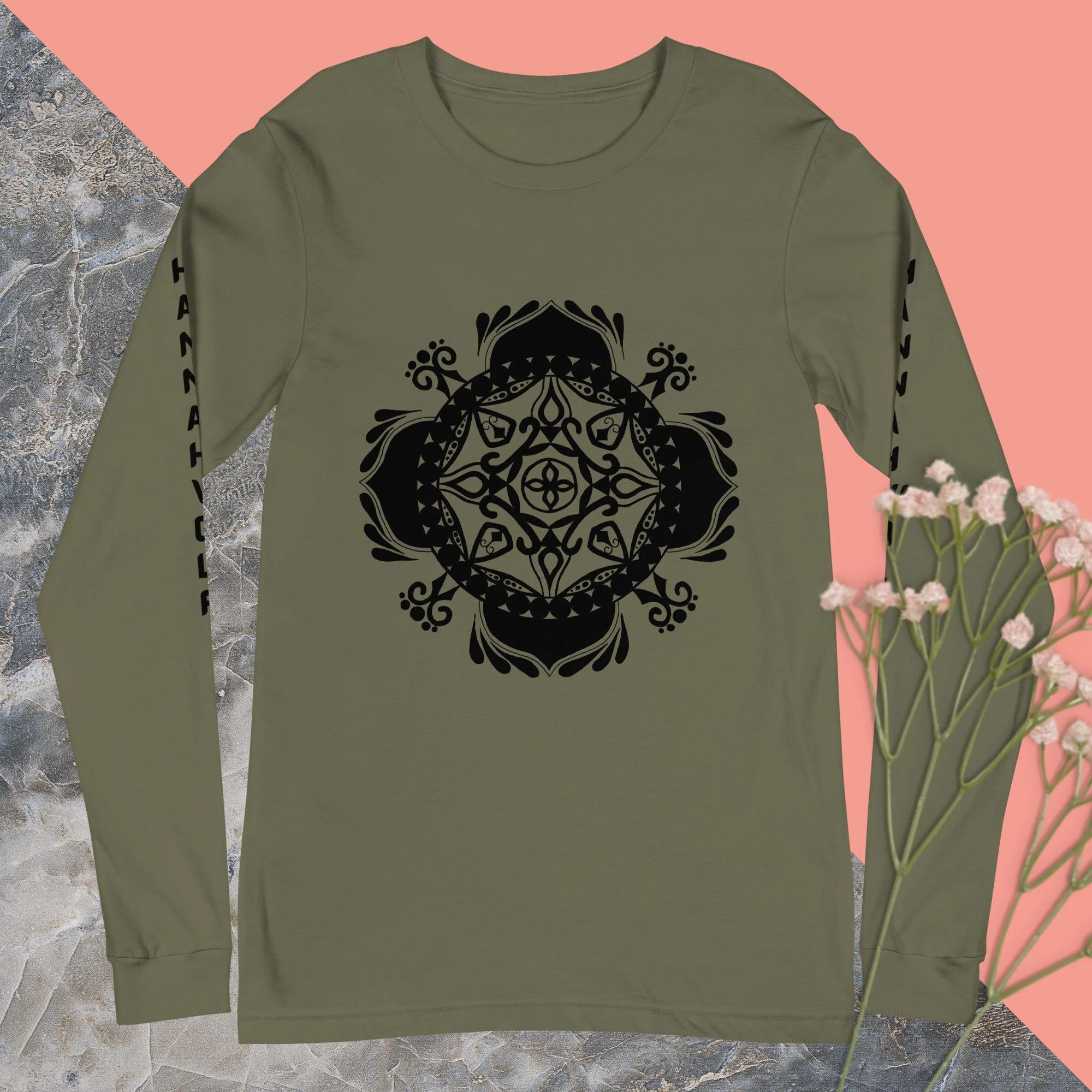 Long Sleeve Tee (black mandala)