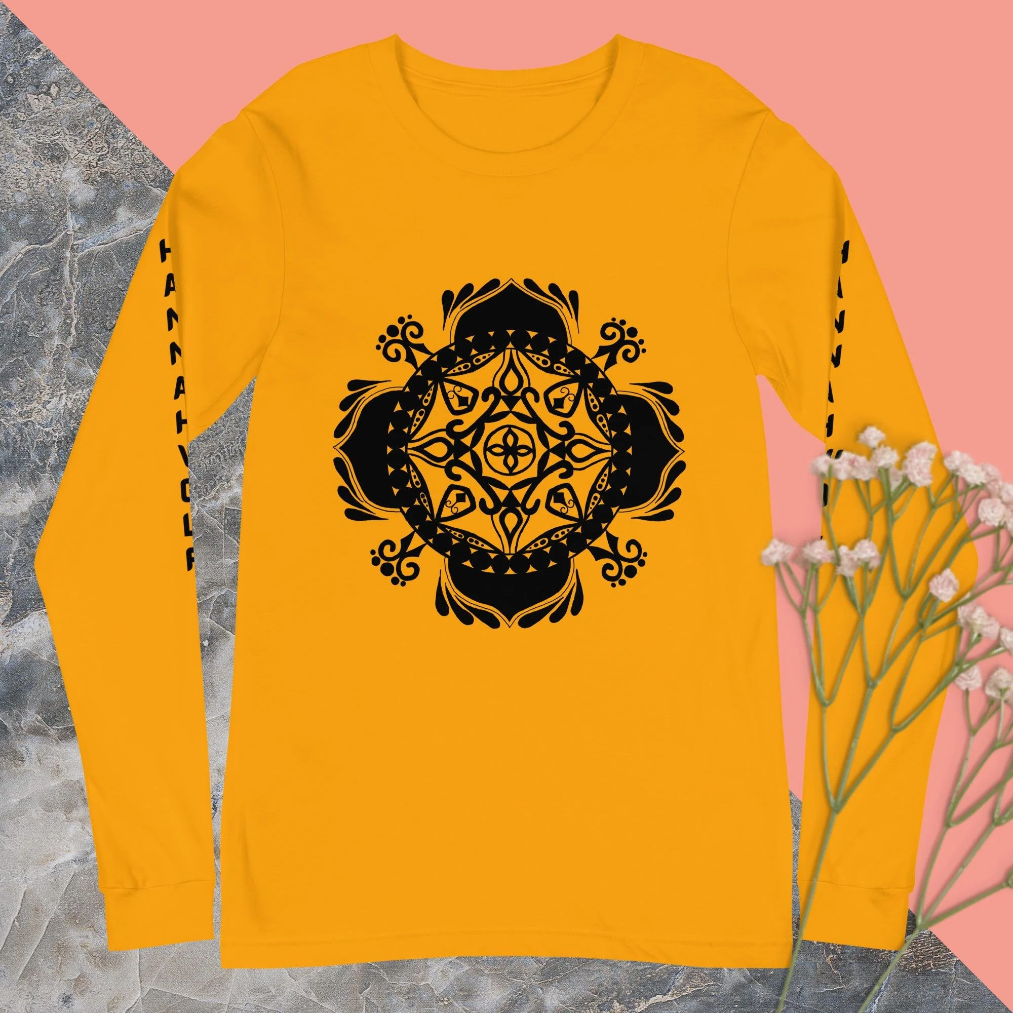 Long Sleeve Tee (black mandala)